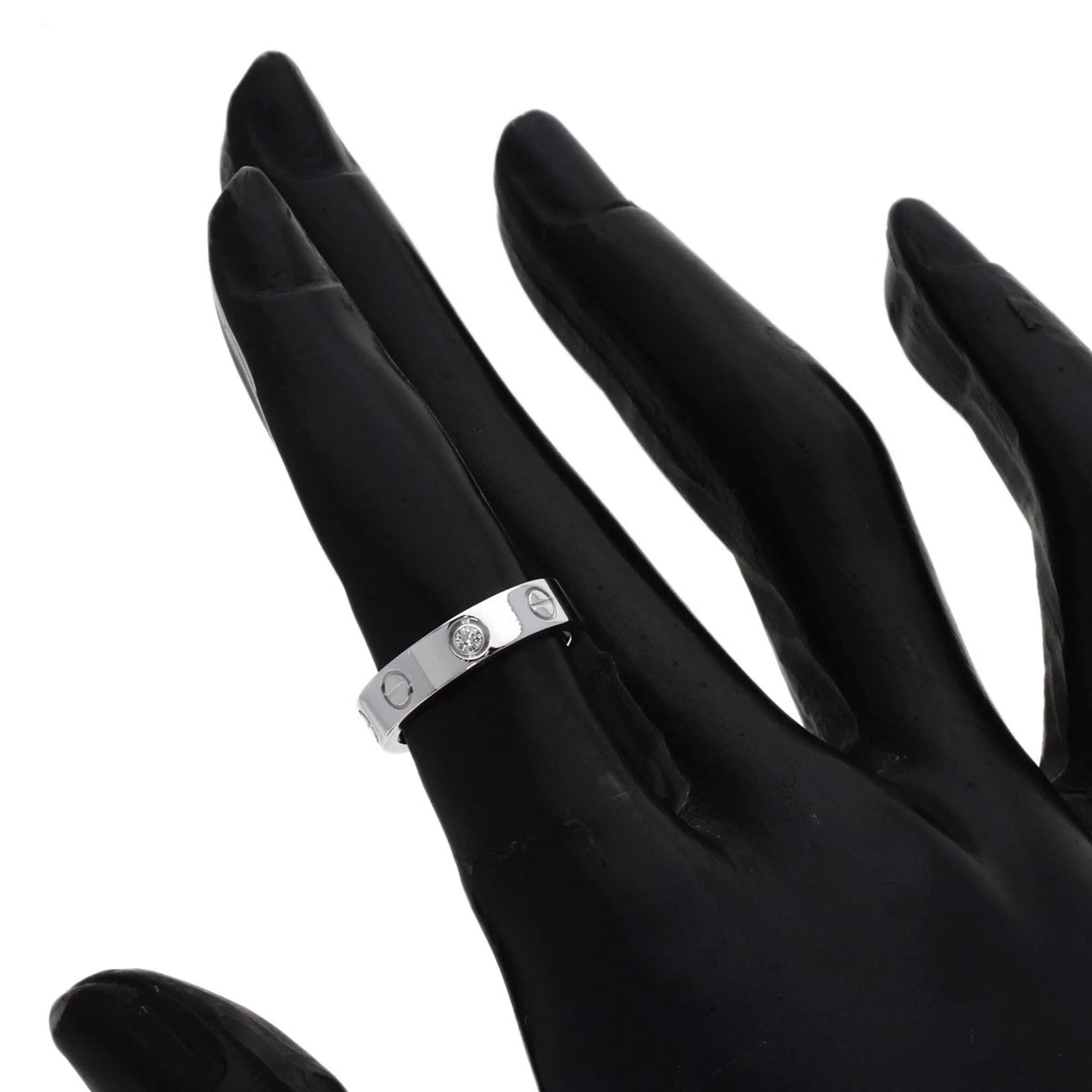 Love Ring 18K White Gold Mini with Diamond - Image 5