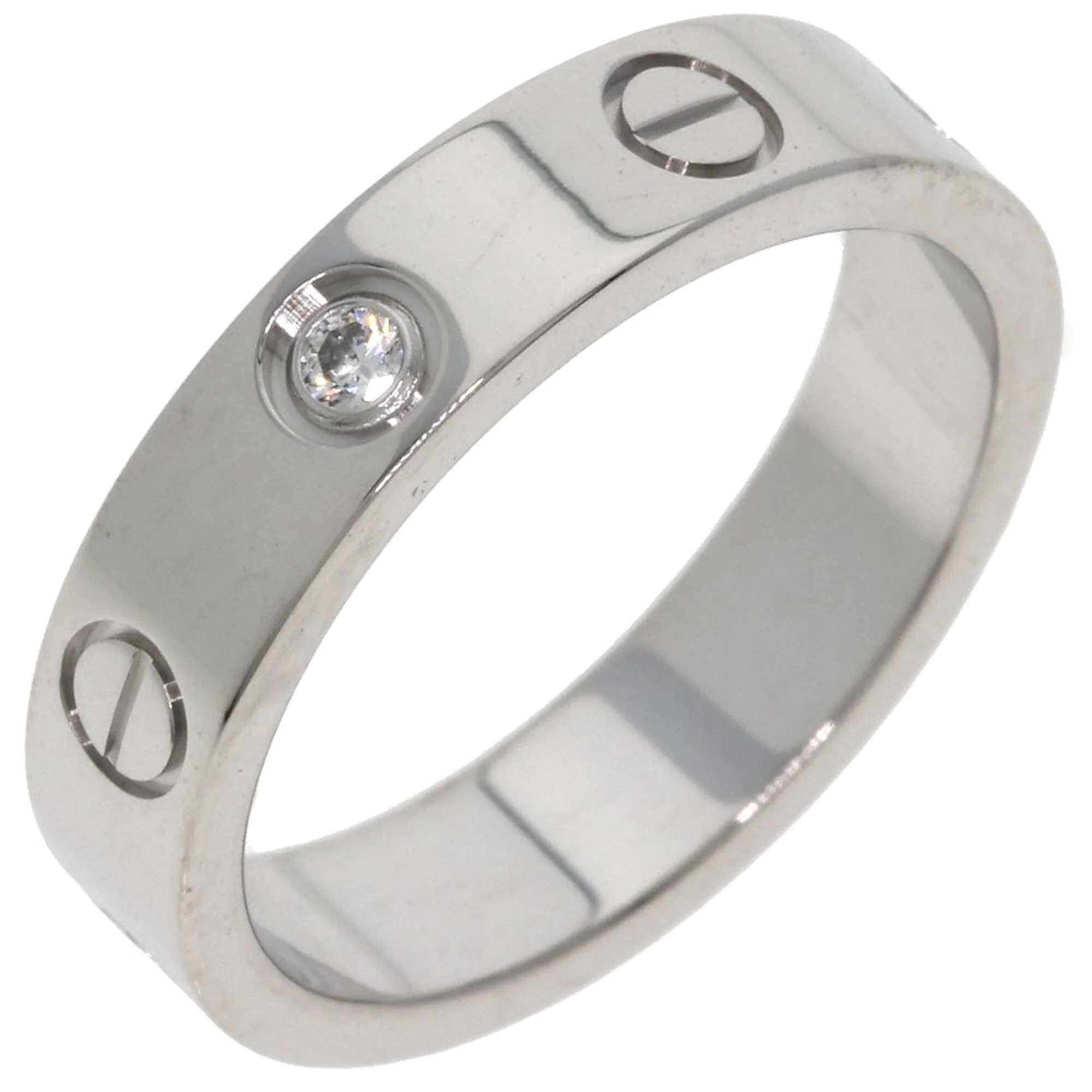 Love Ring 18K White Gold Mini with Diamond - Image 2