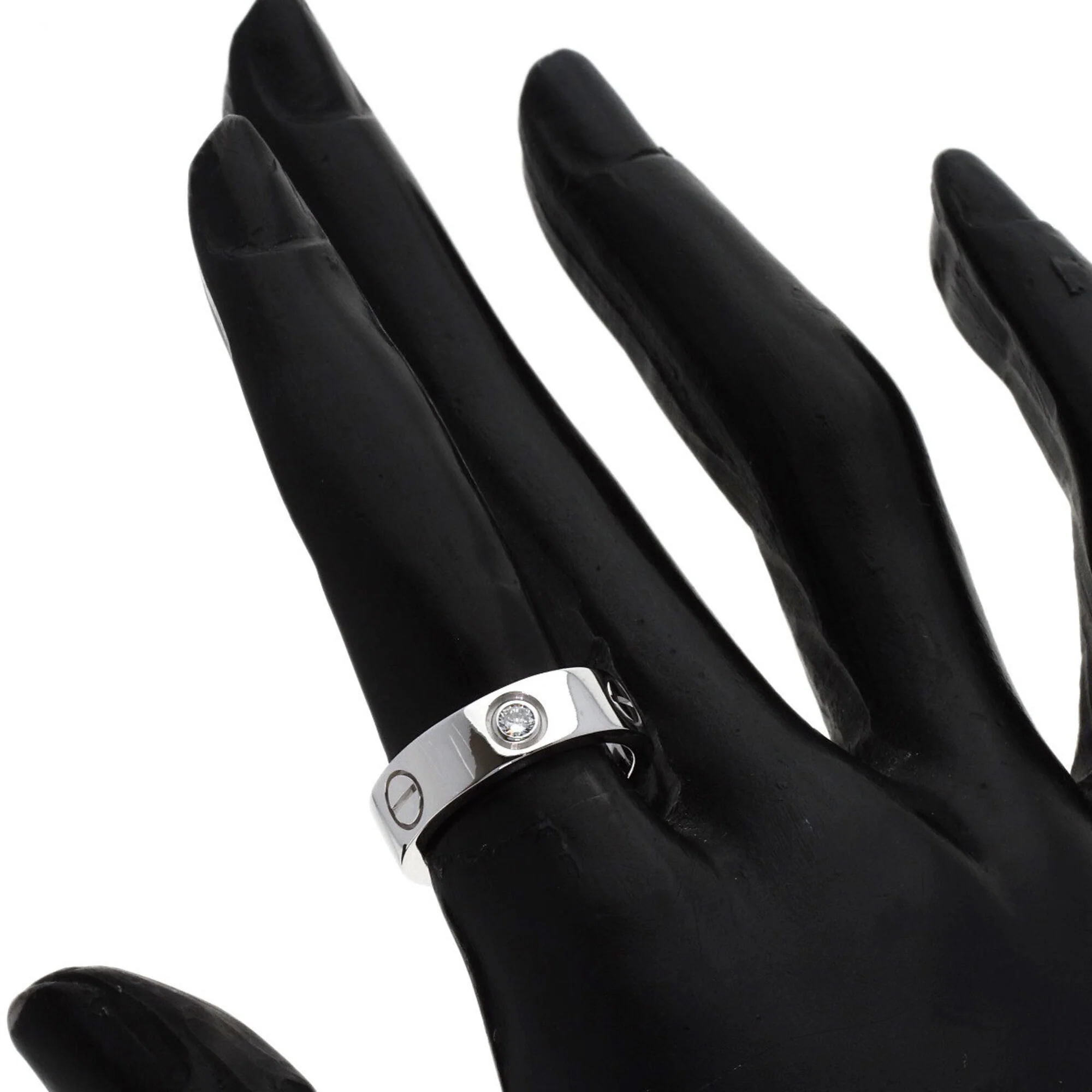 Love Ring 18K White Gold With Half Diamond - Image 7