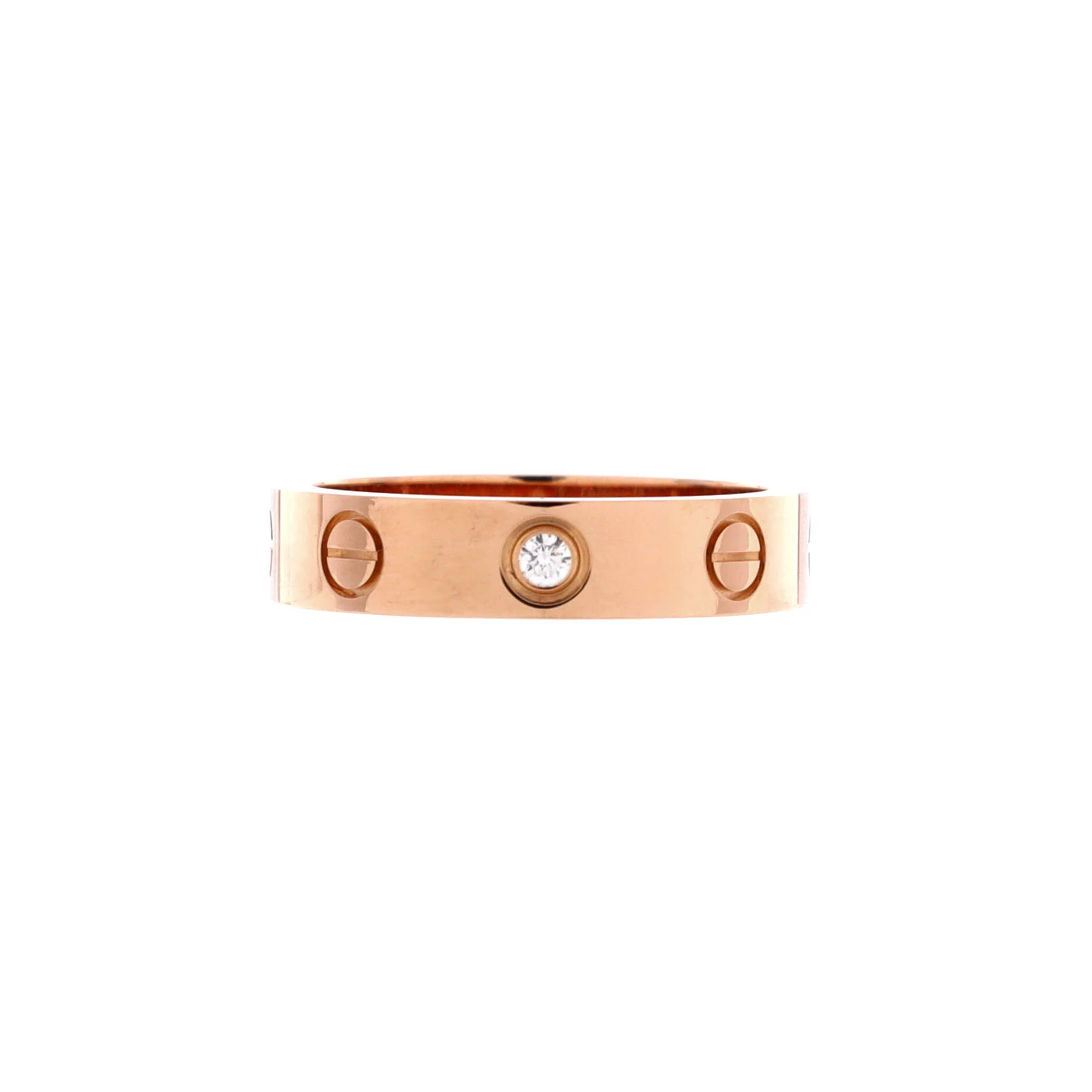 Love Wedding Band 1 Diamond Ring 18K Rose Gold with Diamond