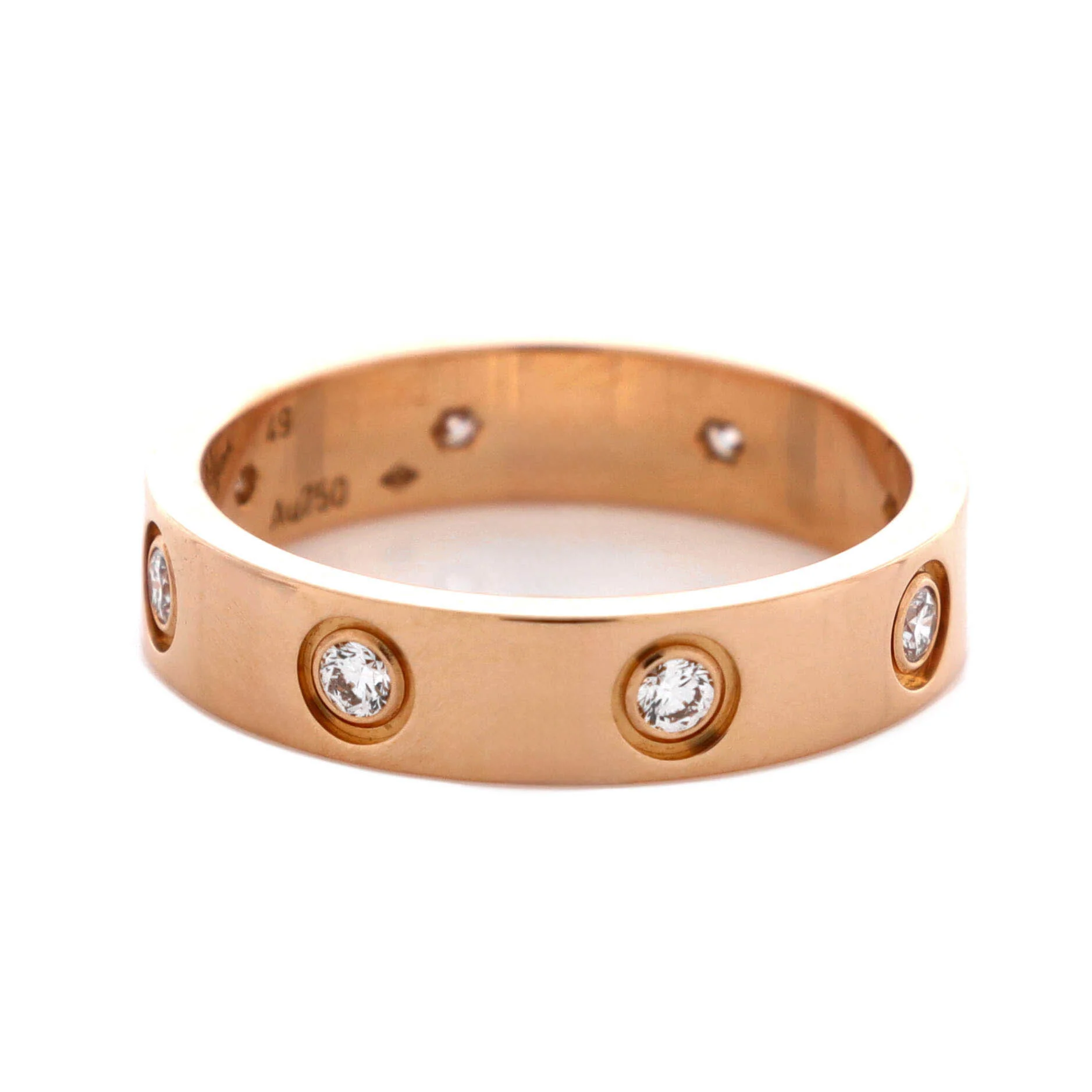Love Wedding Band 8 Diamonds Ring 18K Rose Gold with Diamonds - Image 3