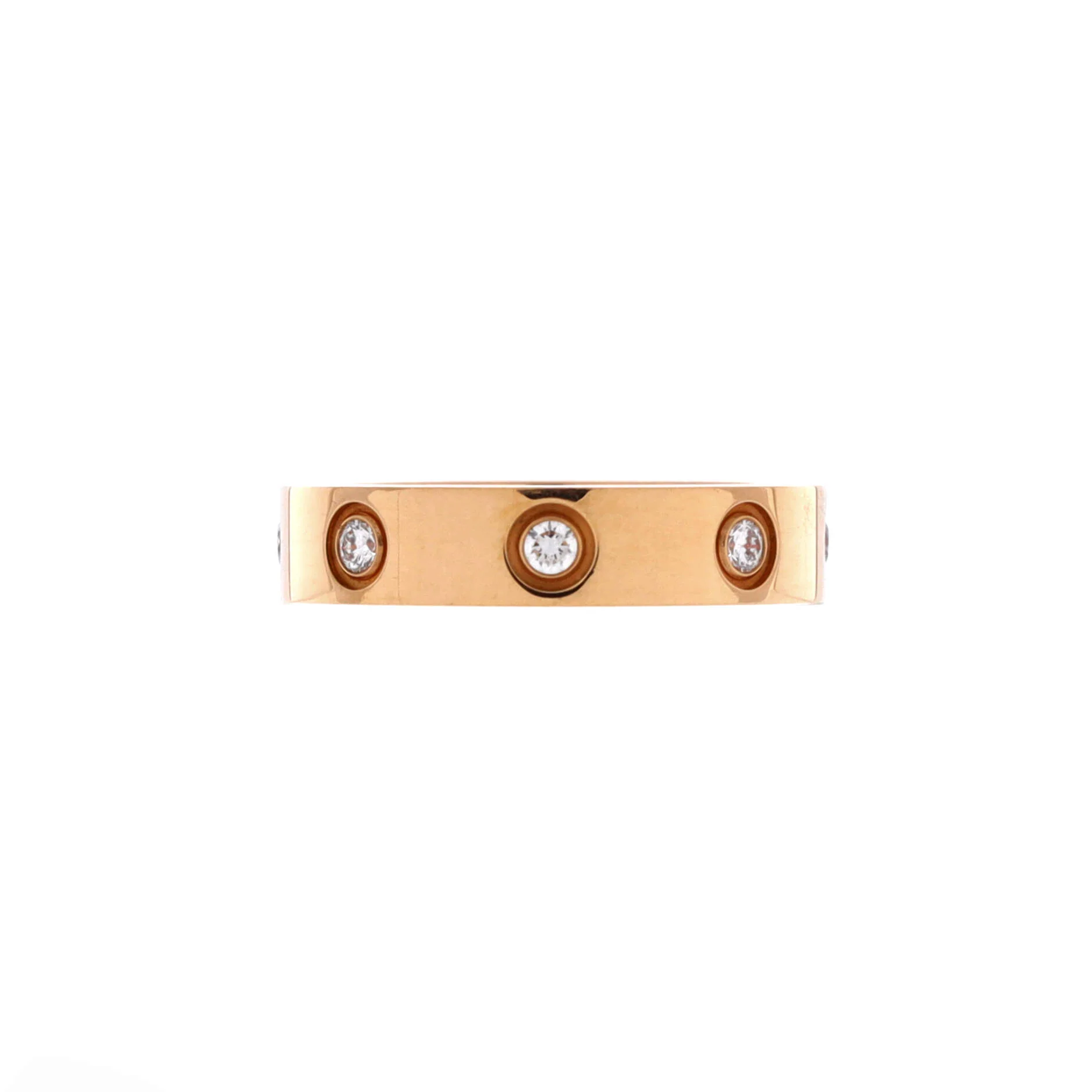 Love Wedding Band 8 Diamonds Ring 18K Rose Gold with Diamonds