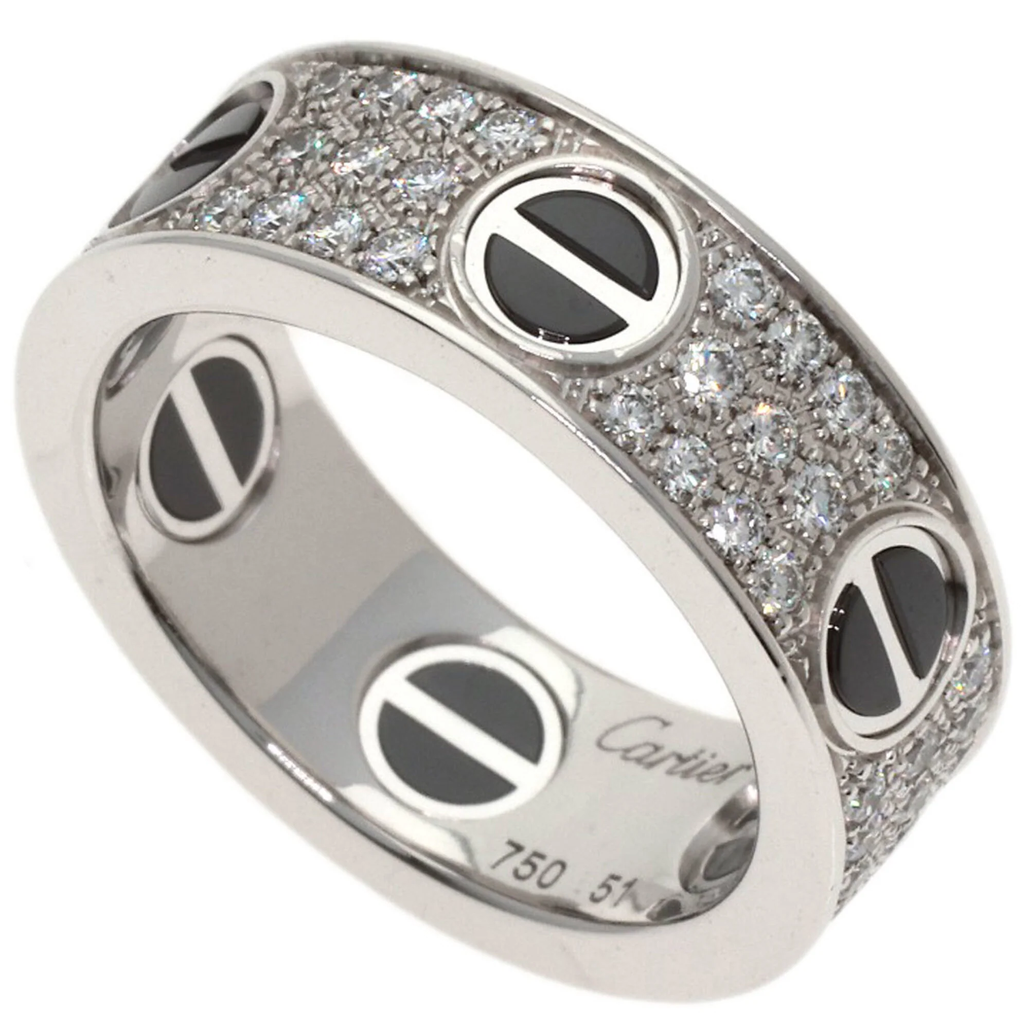 Ring 18K White Gold With Full Pave Diamond and Ceramic