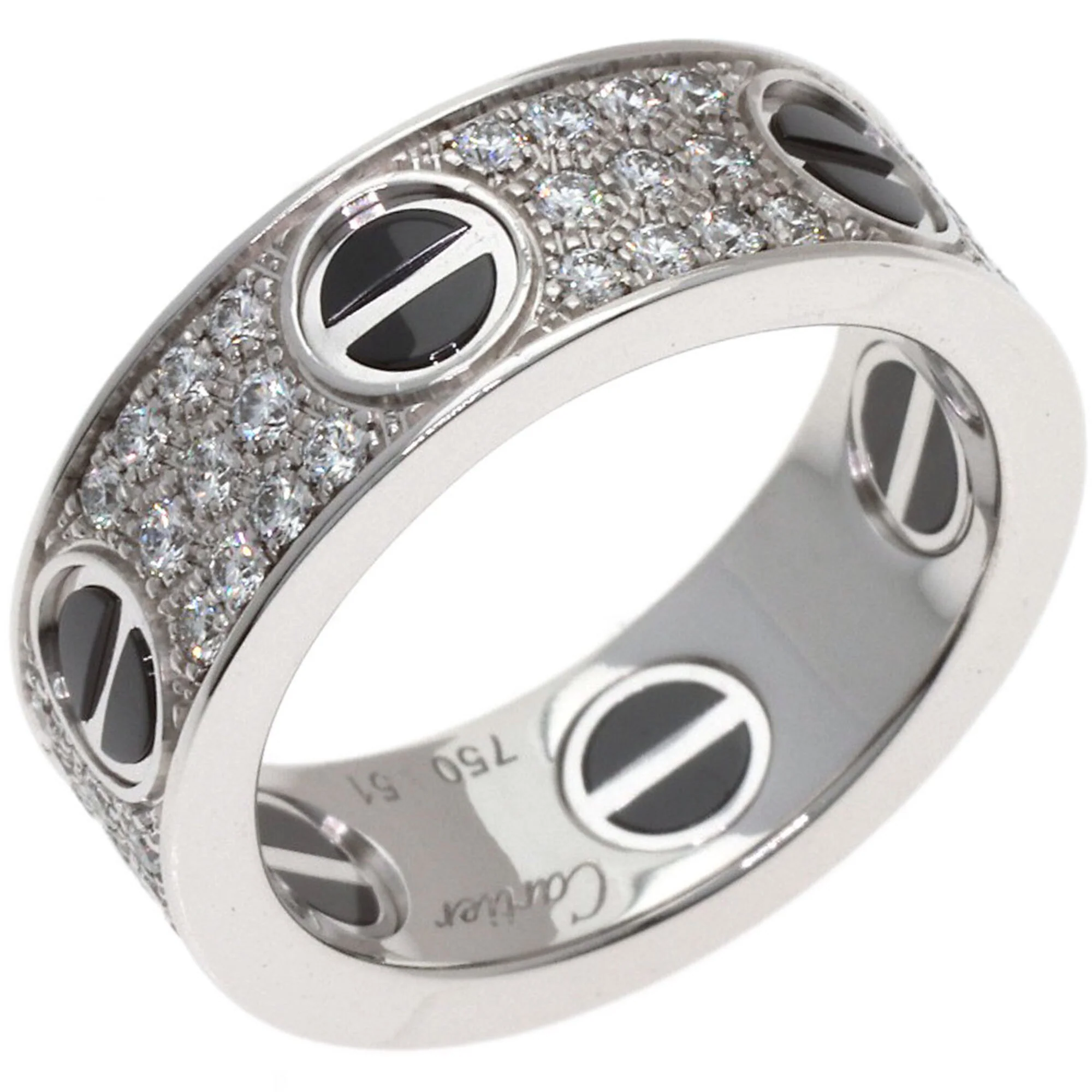 Ring 18K White Gold With Full Pave Diamond and Ceramic - Image 2