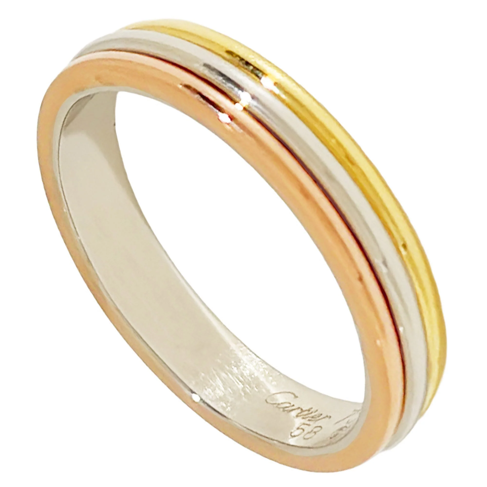 Vendome Louis Cartier Band Ring 18K Tricolor Gold