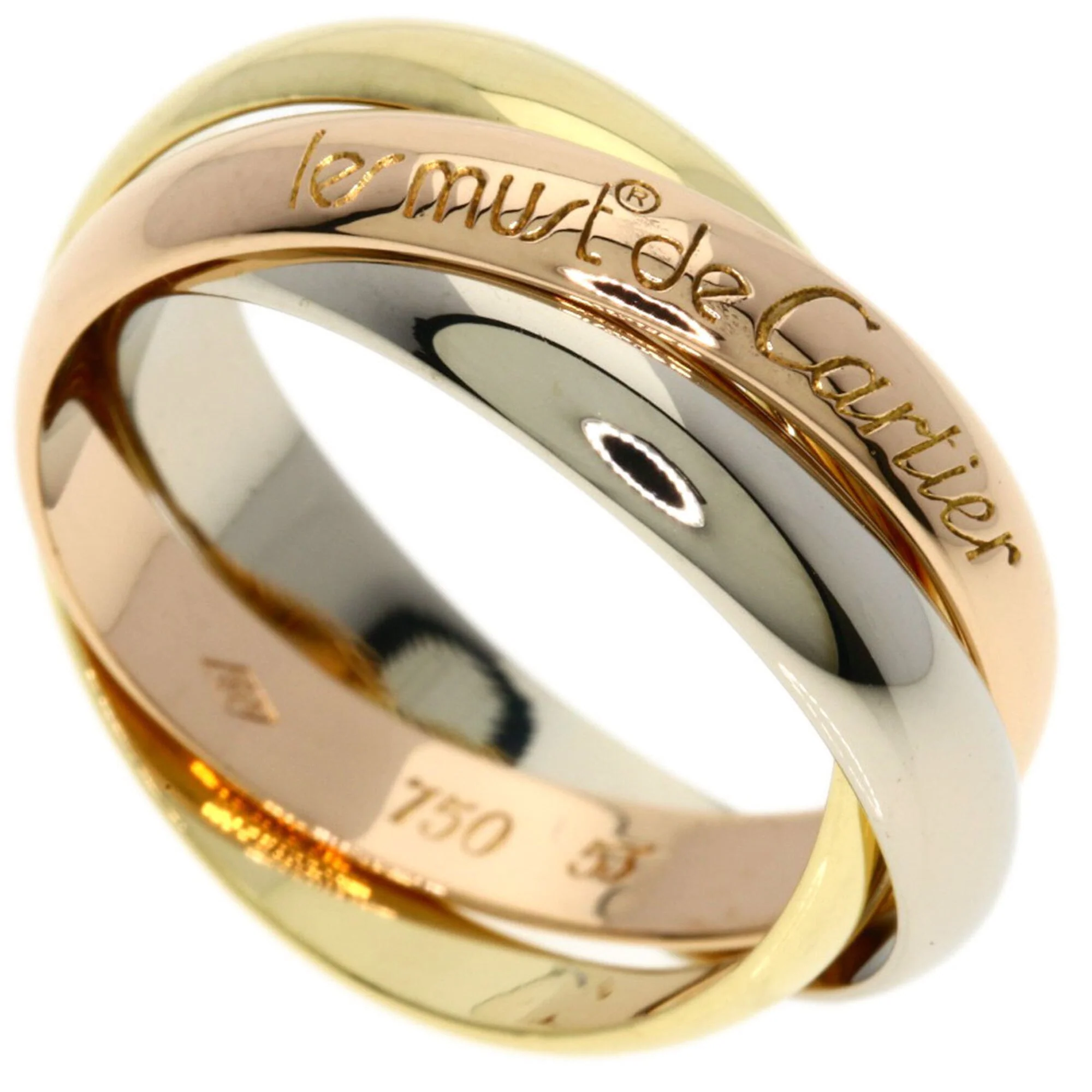 Vendome Louis Cartier Band Ring 18K Tricolor Gold