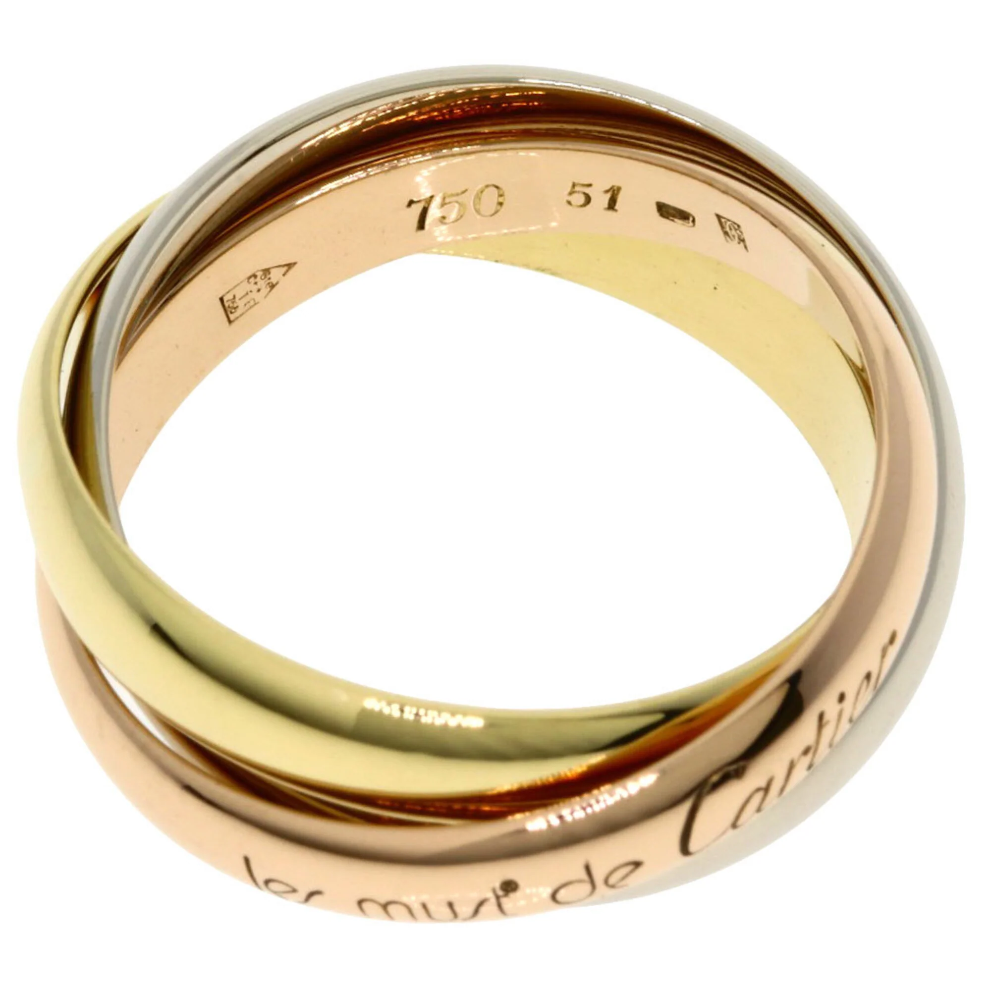 Vendome Louis Cartier Band Ring 18K Tricolor Gold - Image 3