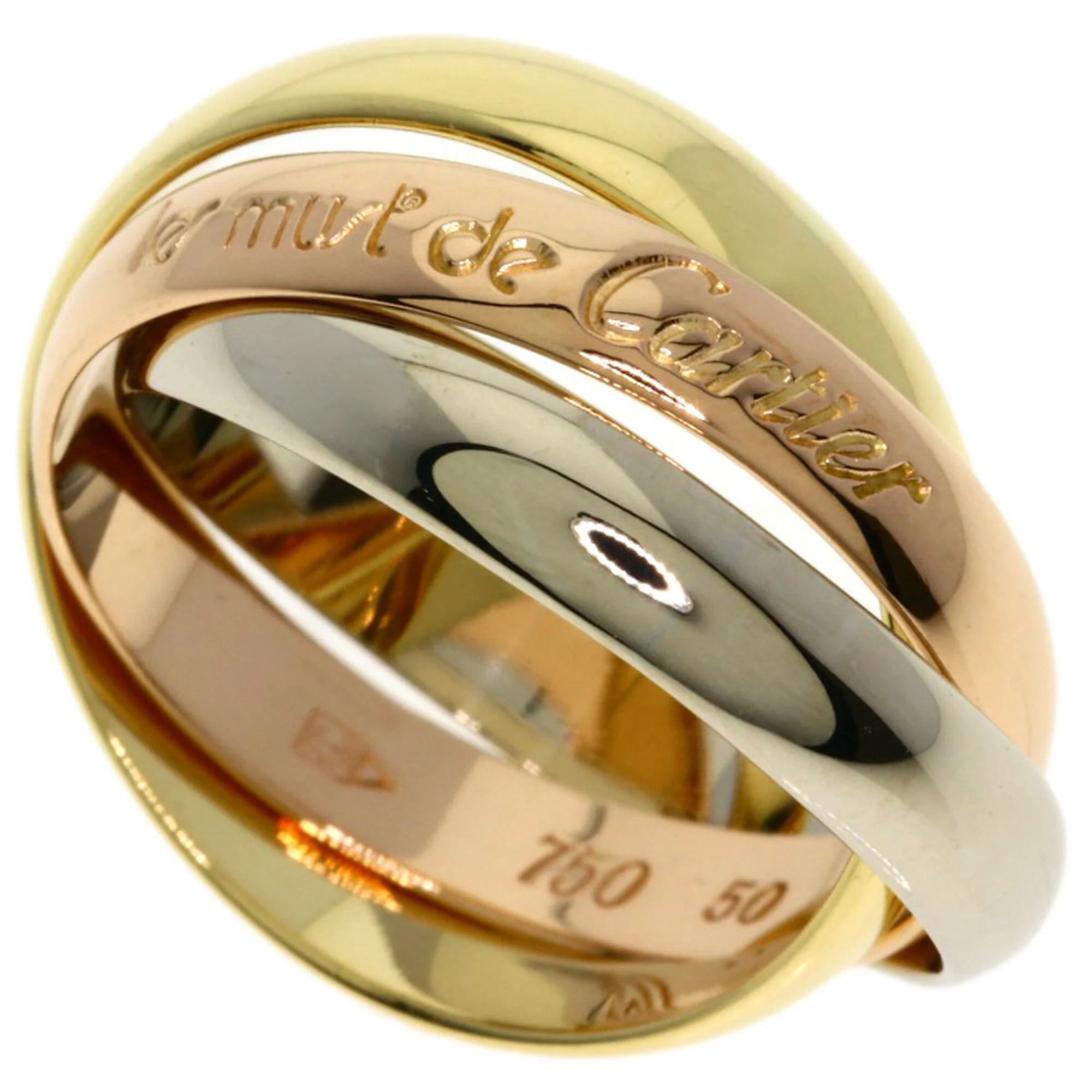 Vendome Louis Cartier Band Ring 18K Tricolor Gold