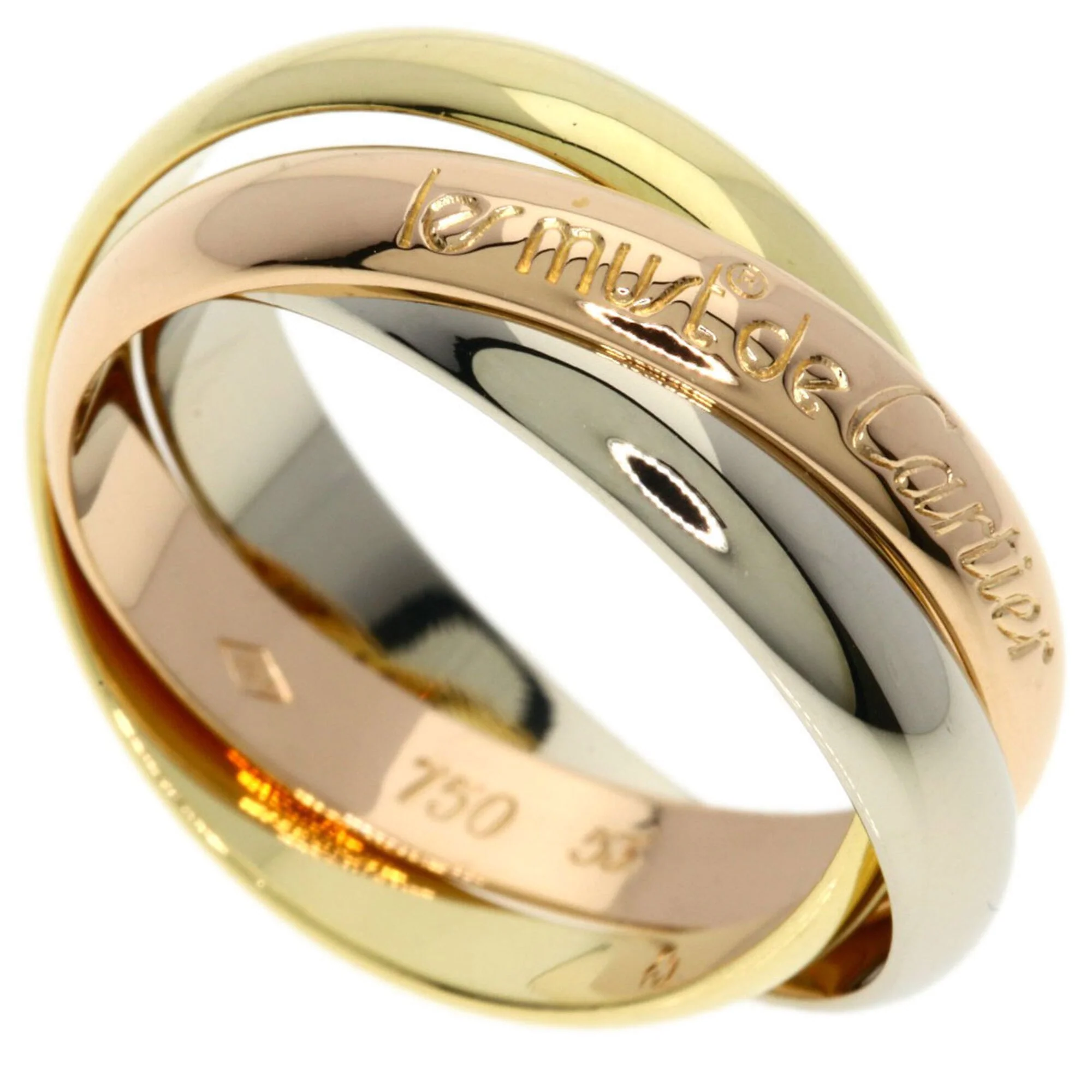 Vendome Louis Cartier Band Ring 18K Tricolor Gold