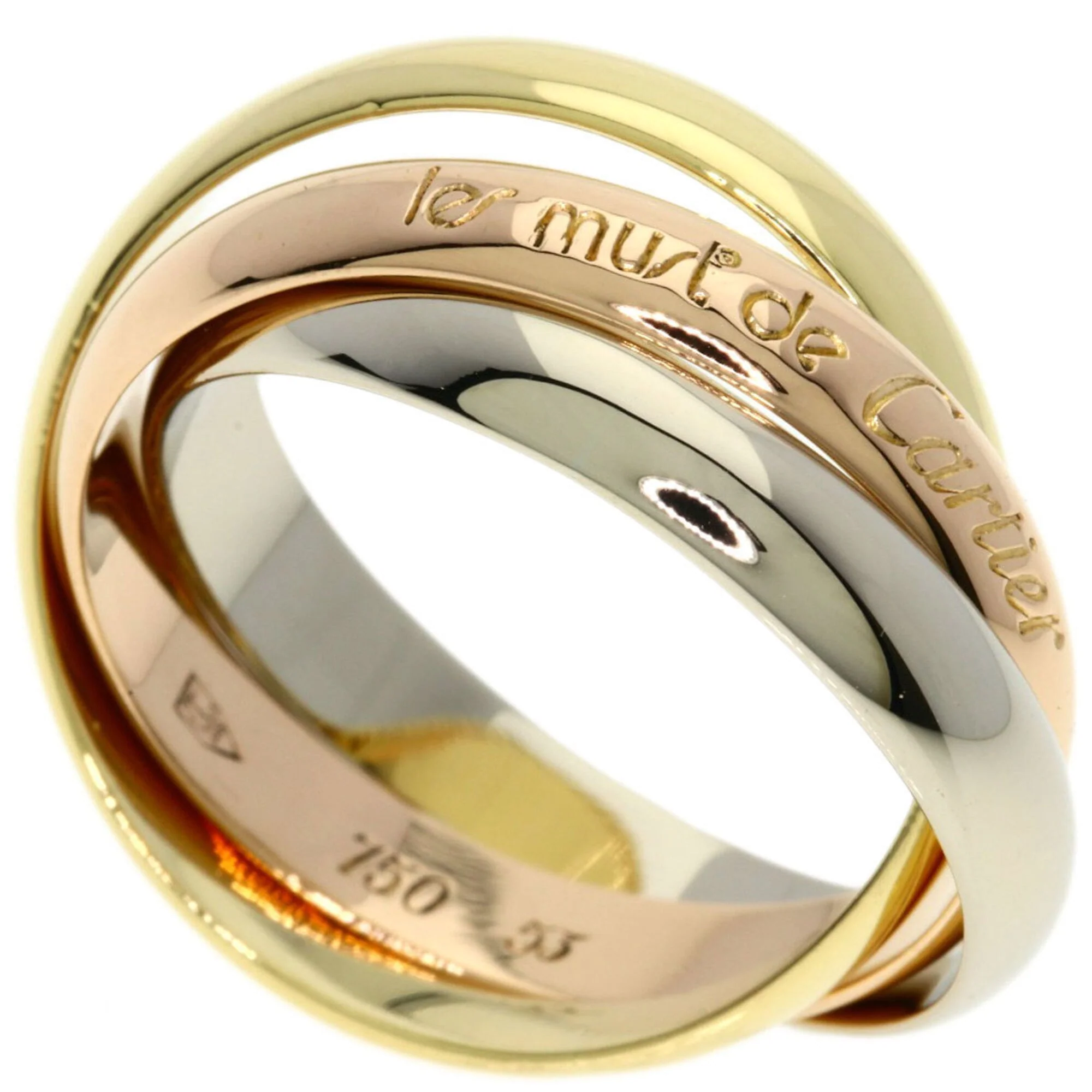 Vendome Louis Cartier Band Ring 18K Tricolor Gold