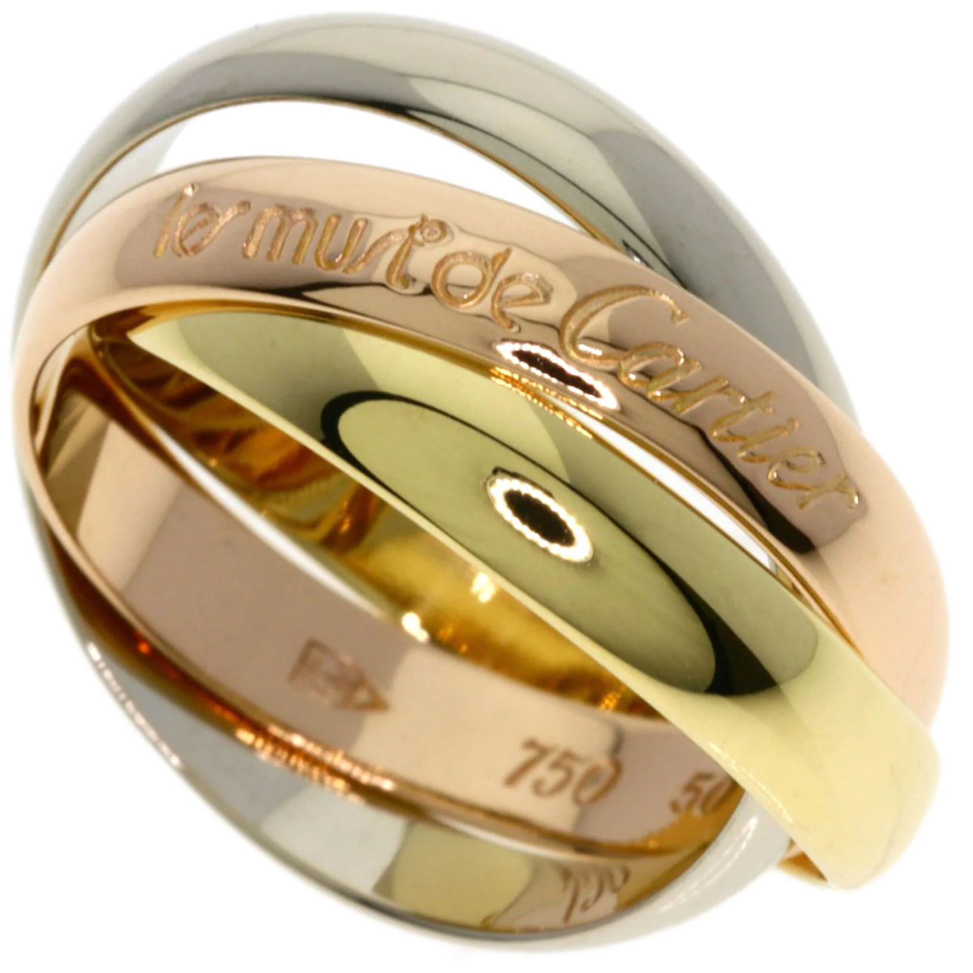 Vendome Louis Cartier Band Ring 18K Tricolor Gold