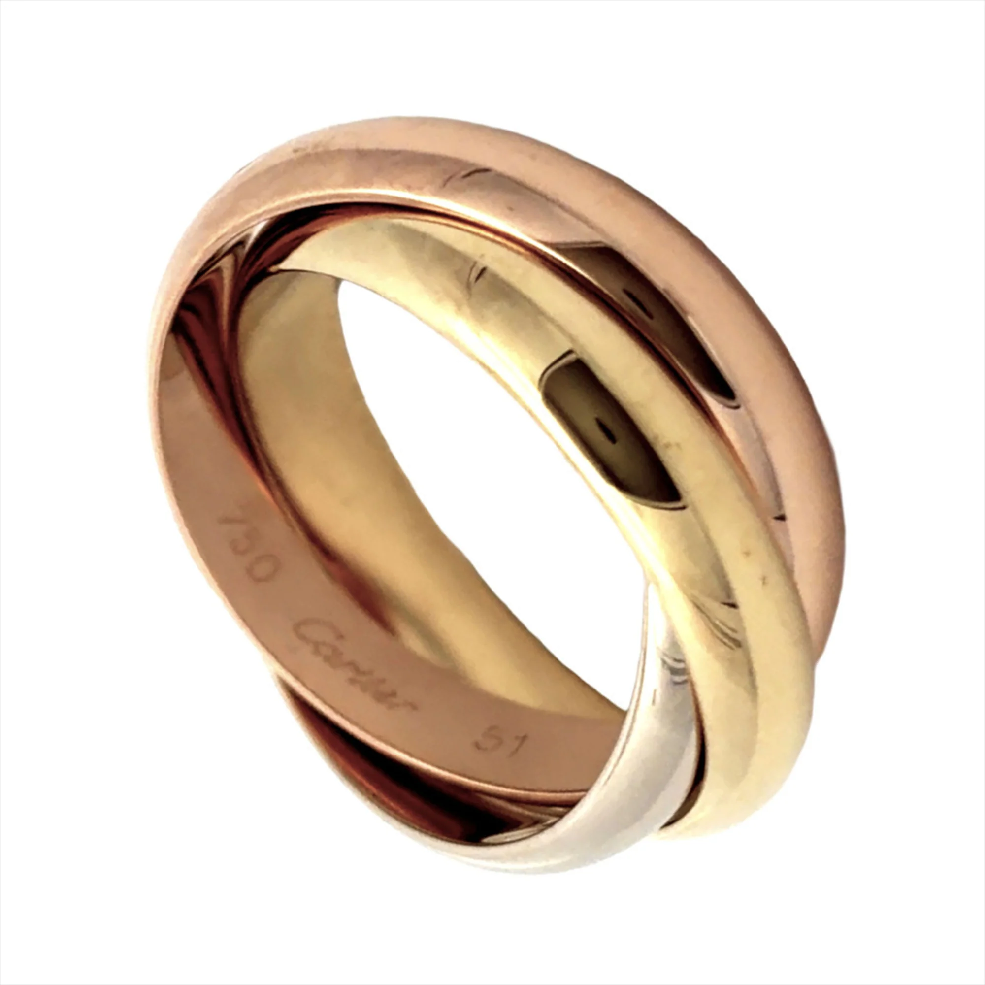 Vendome Louis Cartier Band Ring 18K Tricolor Gold