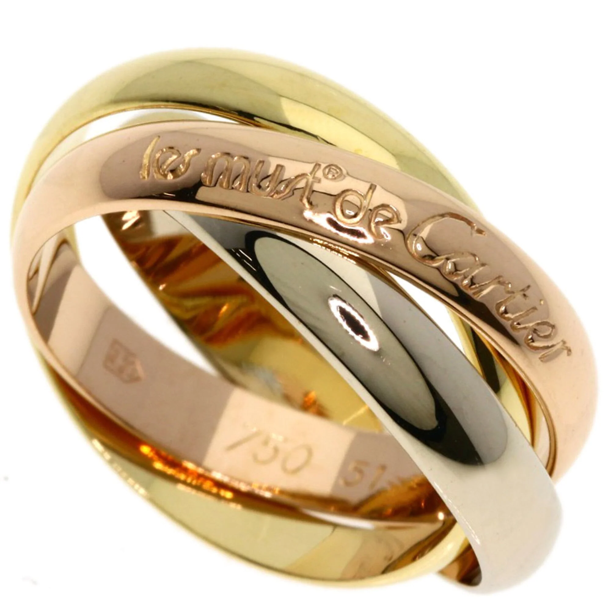 Vendome Louis Cartier Band Ring 18K Tricolor Gold