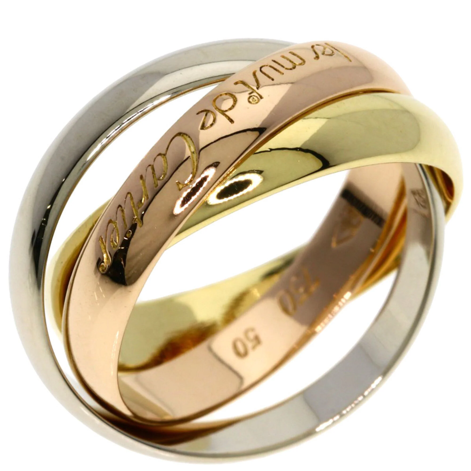 Vendome Louis Cartier Band Ring 18K Tricolor Gold - Image 2