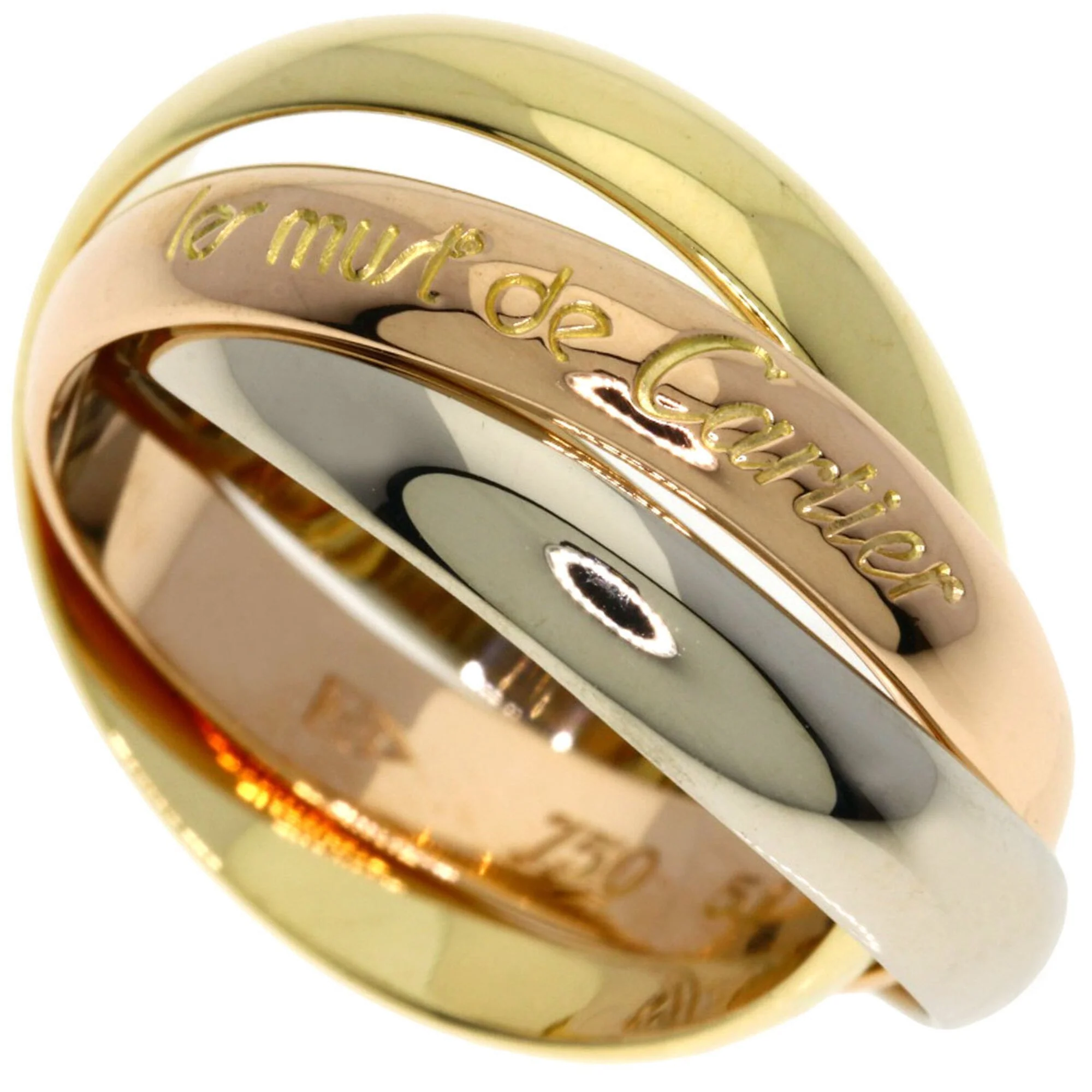 Vendome Louis Cartier Band Ring 18K Tricolor Gold