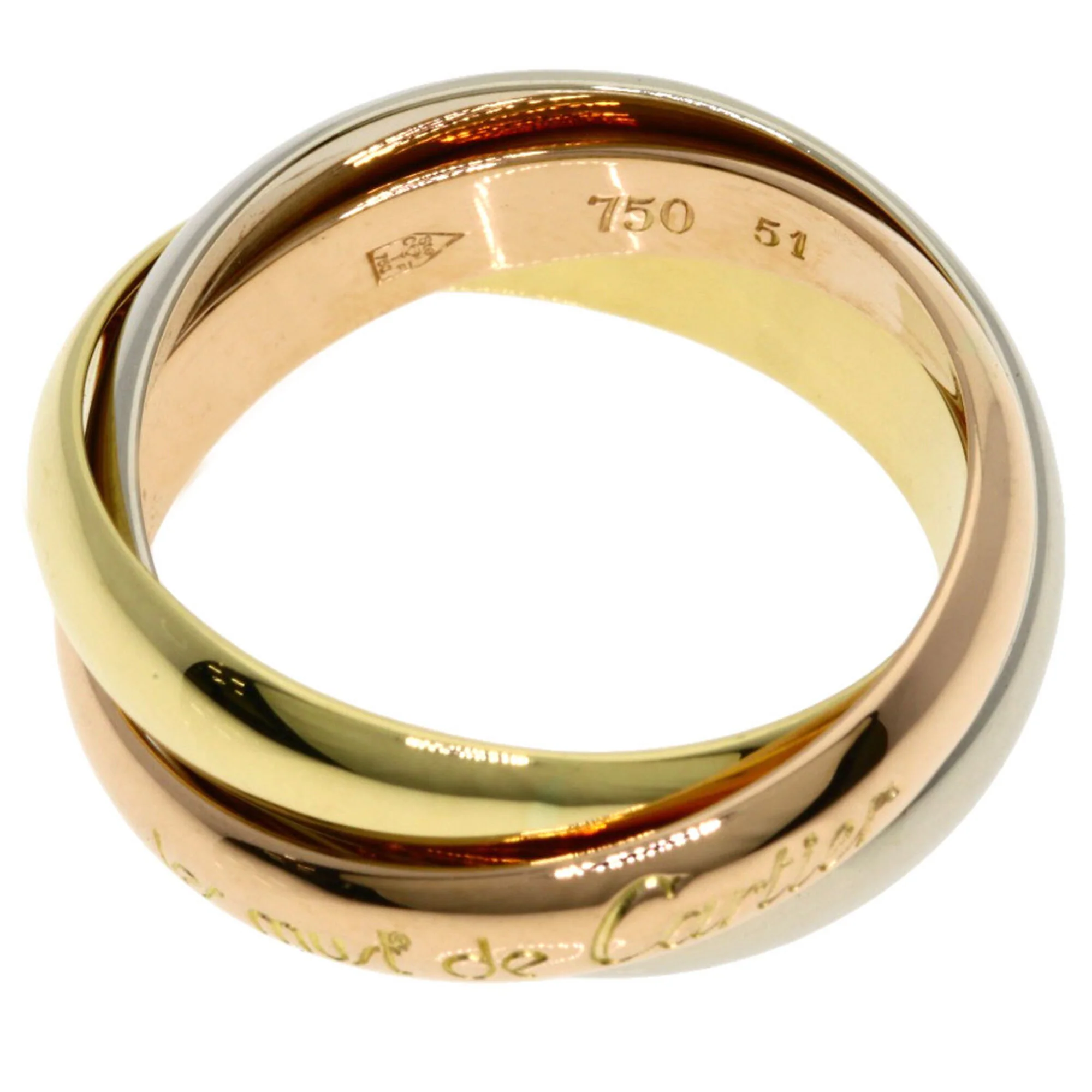 Vendome Louis Cartier Band Ring 18K Tricolor Gold - Image 3