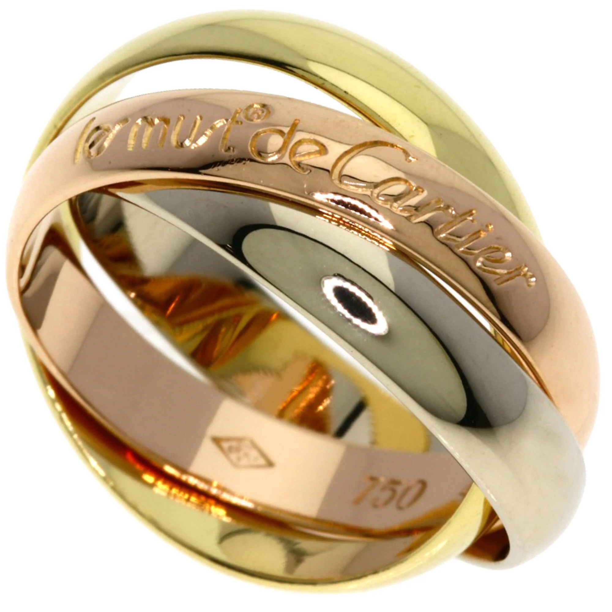 Vendome Louis Cartier Band Ring 18K Tricolor Gold