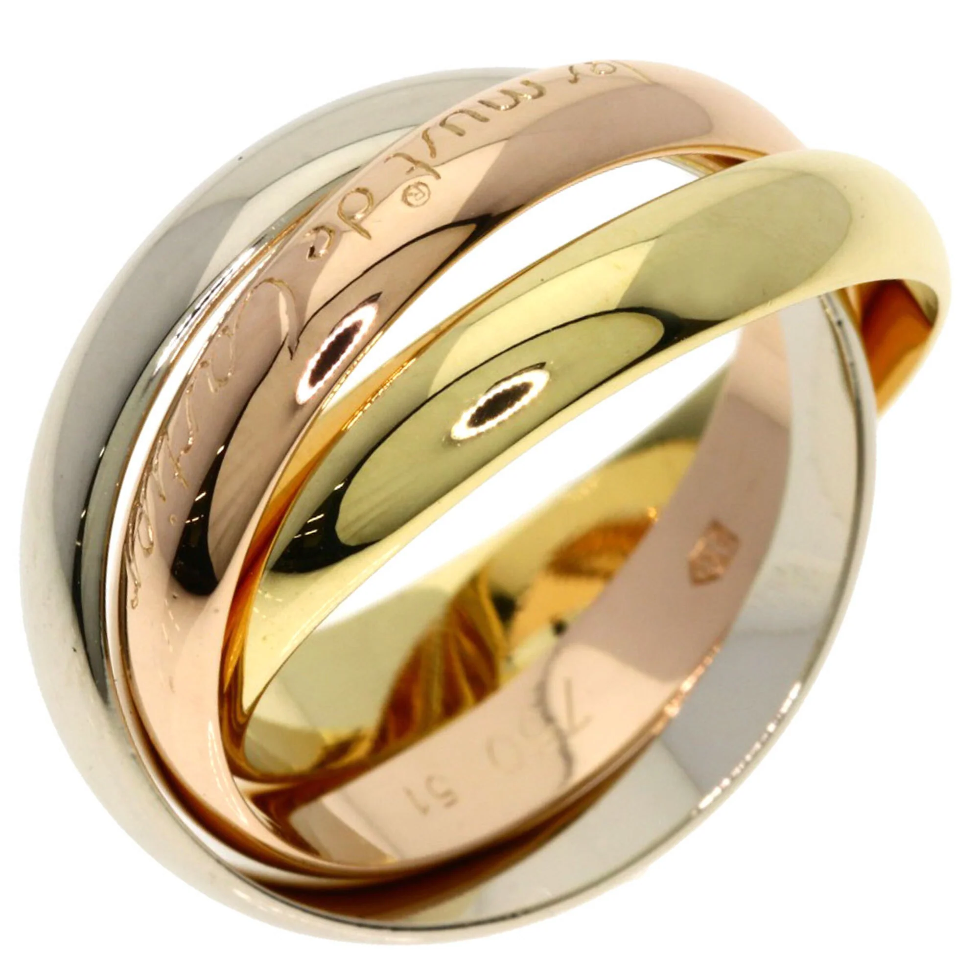 Vendome Louis Cartier Band Ring 18K Tricolor Gold - Image 2