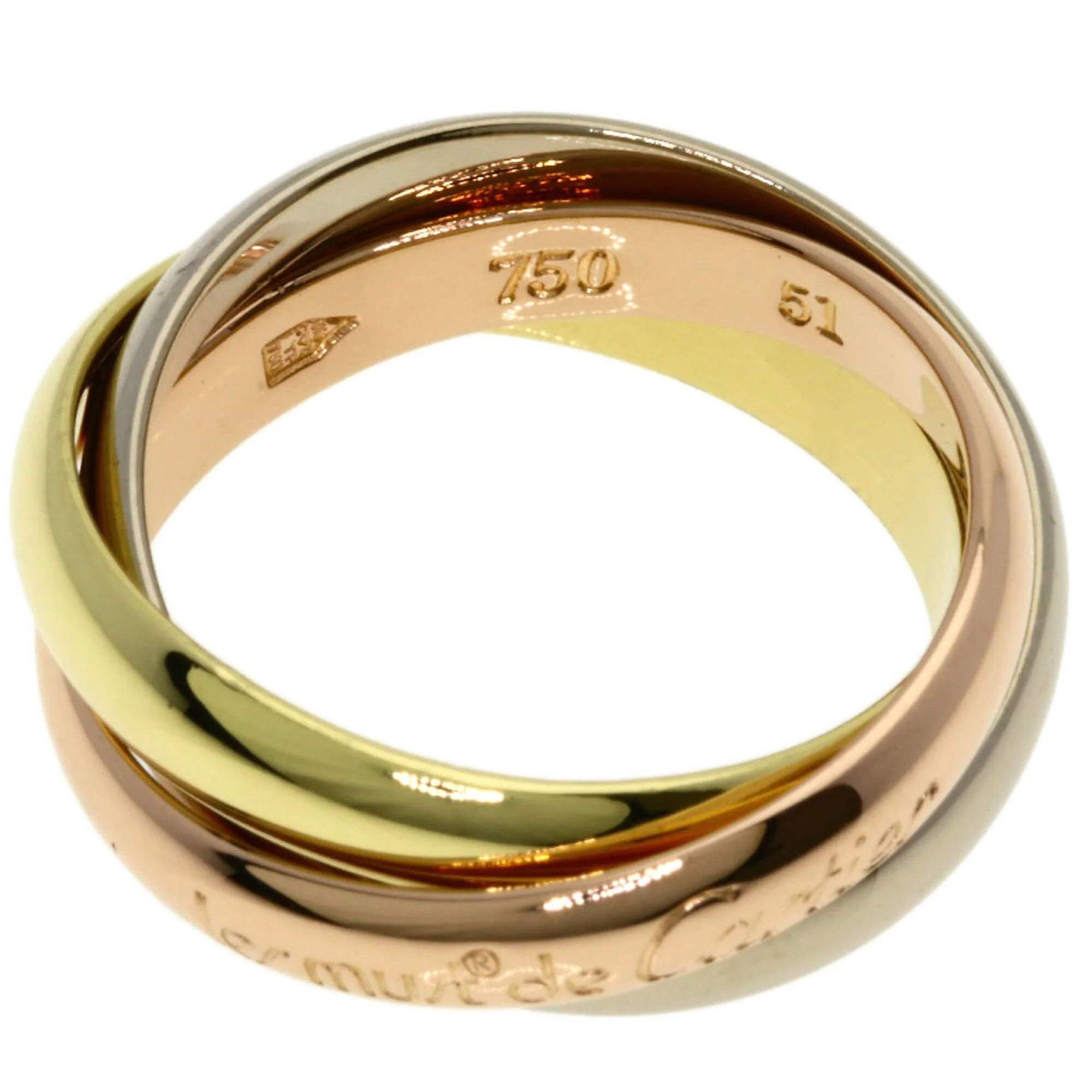 Vendome Louis Cartier Band Ring 18K Tricolor Gold - Image 3