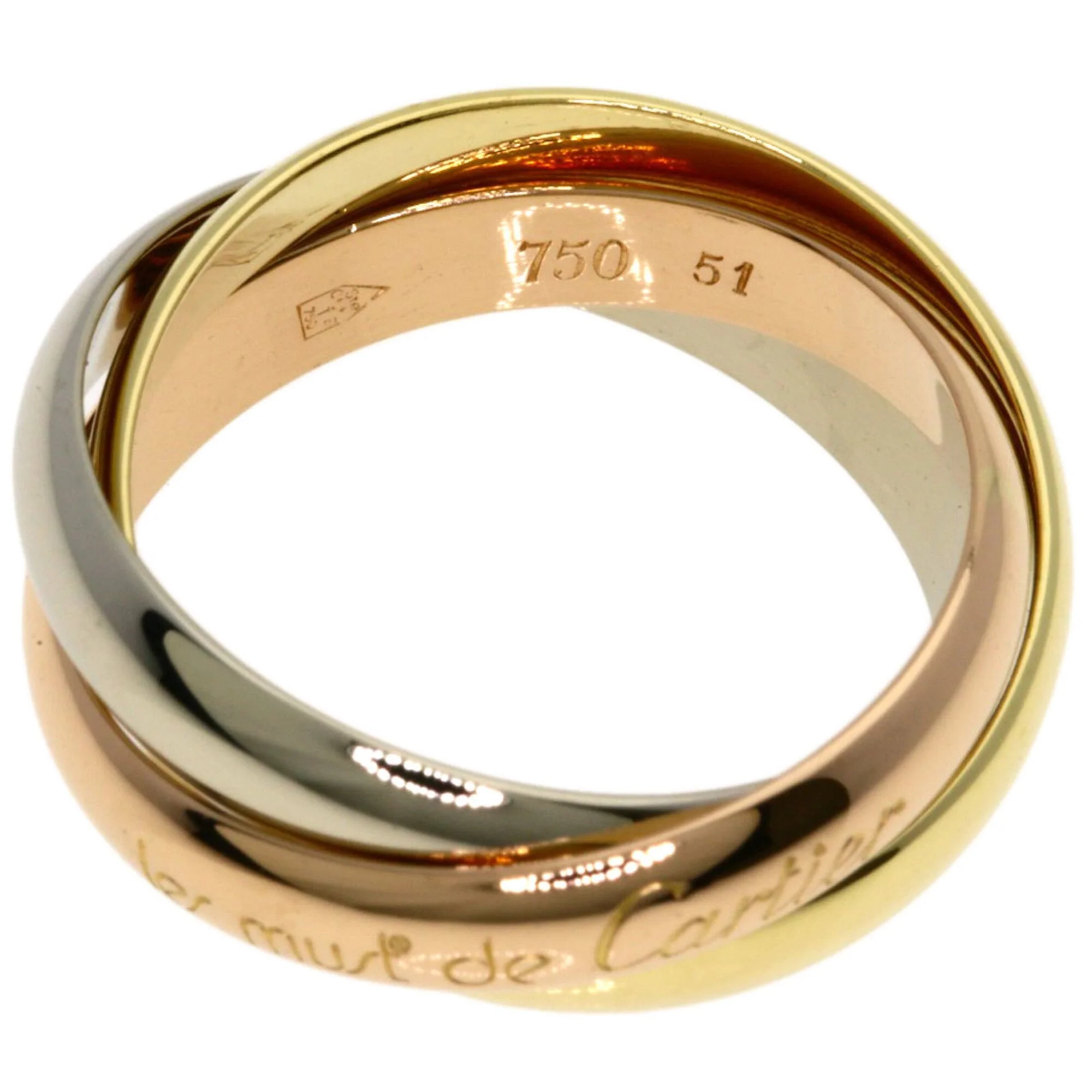 Vendome Louis Cartier Band Ring 18K Tricolor Gold - Image 3