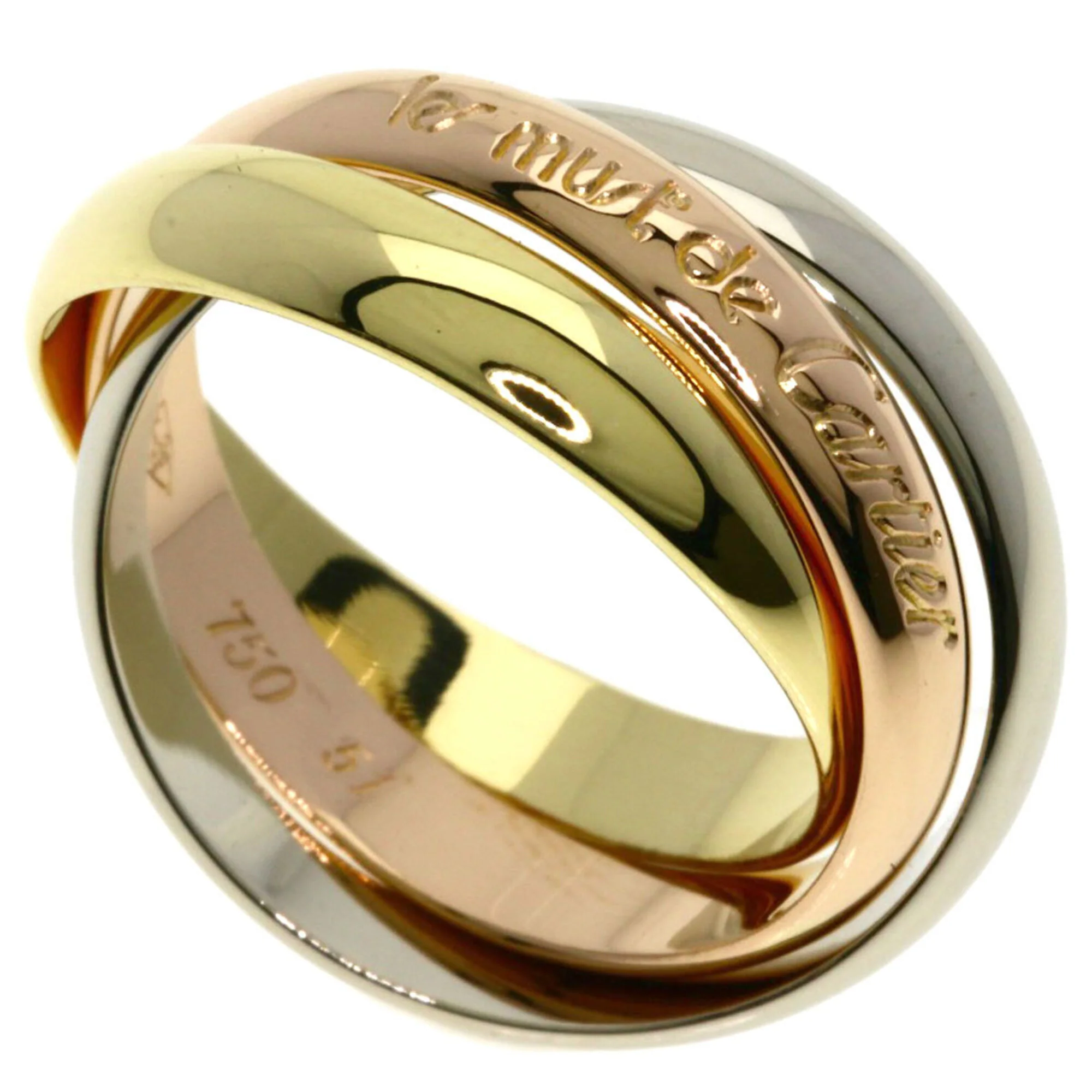 Vendome Louis Cartier Band Ring 18K Tricolor Gold