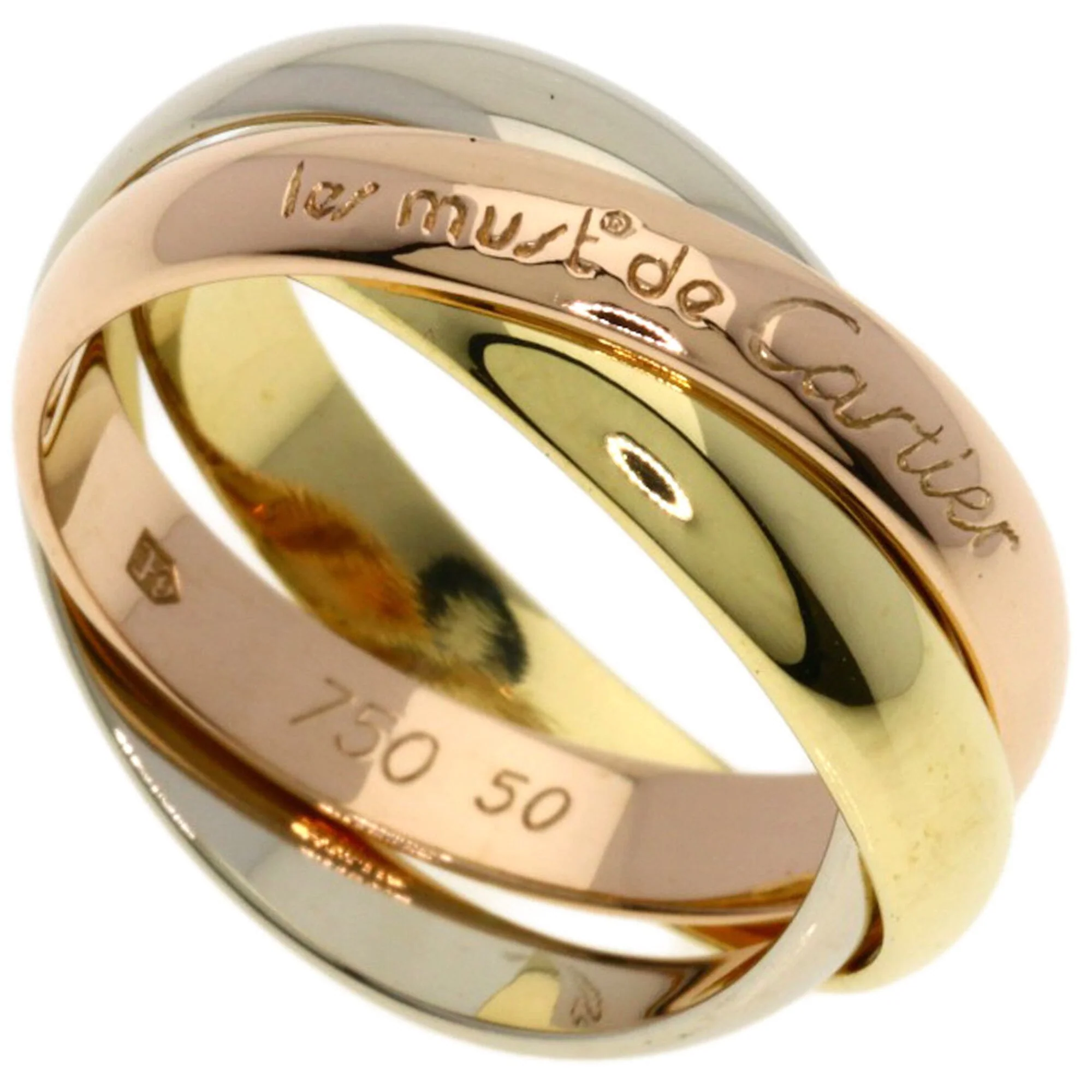 Vendome Louis Cartier Band Ring 18K Tricolor Gold