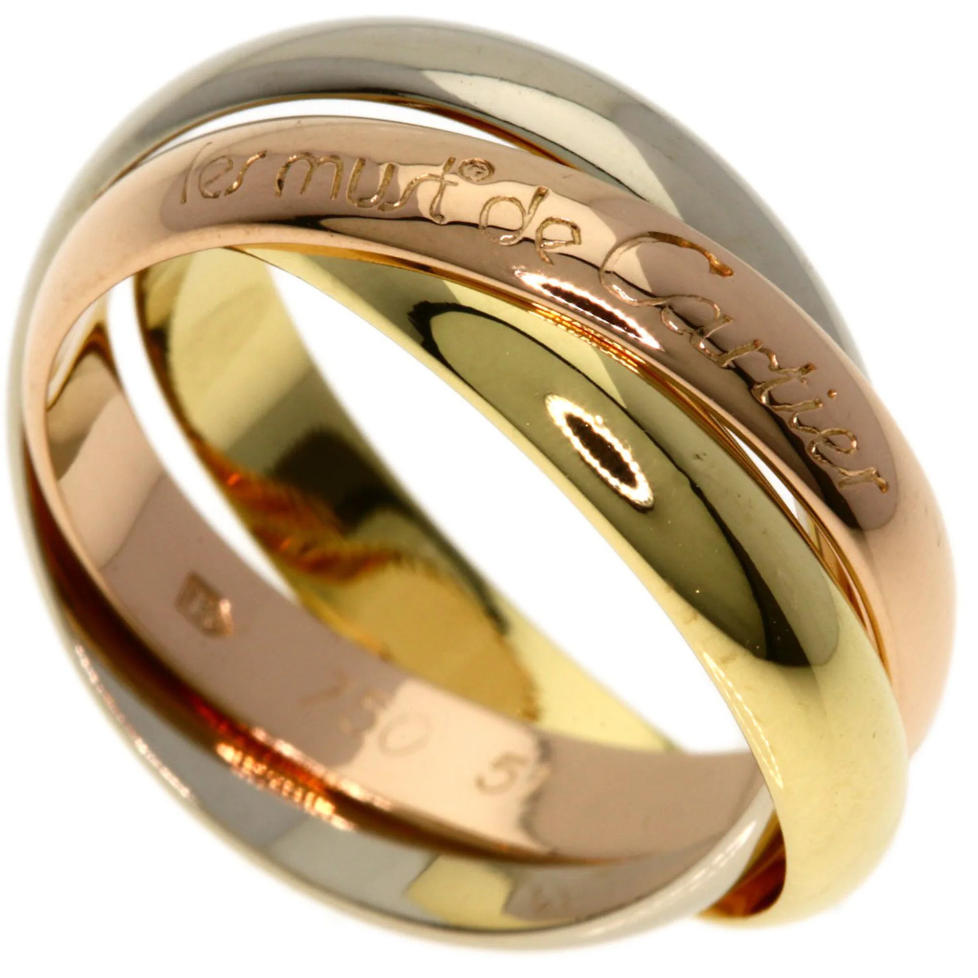 Vendome Louis Cartier Band Ring 18K Tricolor Gold