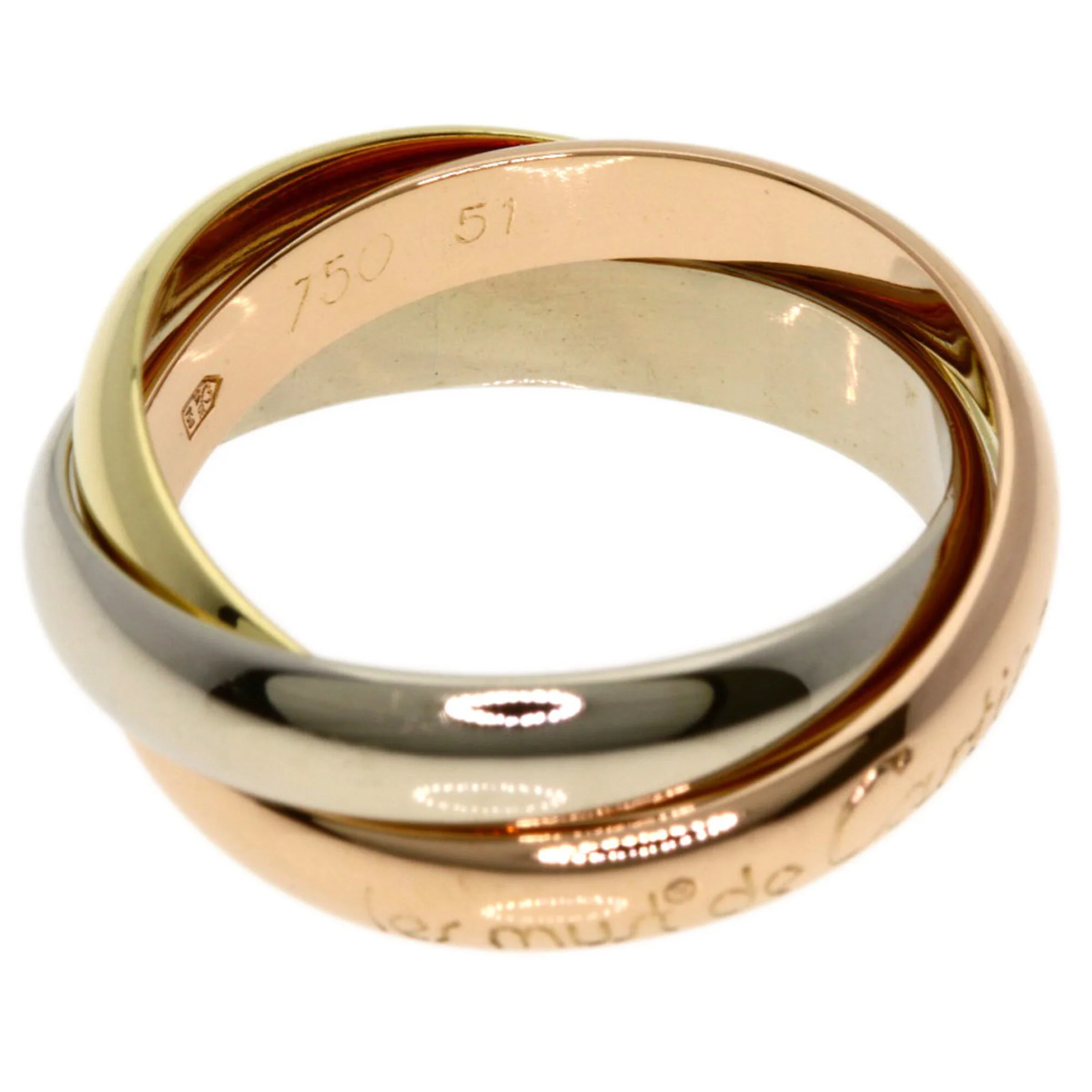 Vendome Louis Cartier Band Ring 18K Tricolor Gold - Image 3