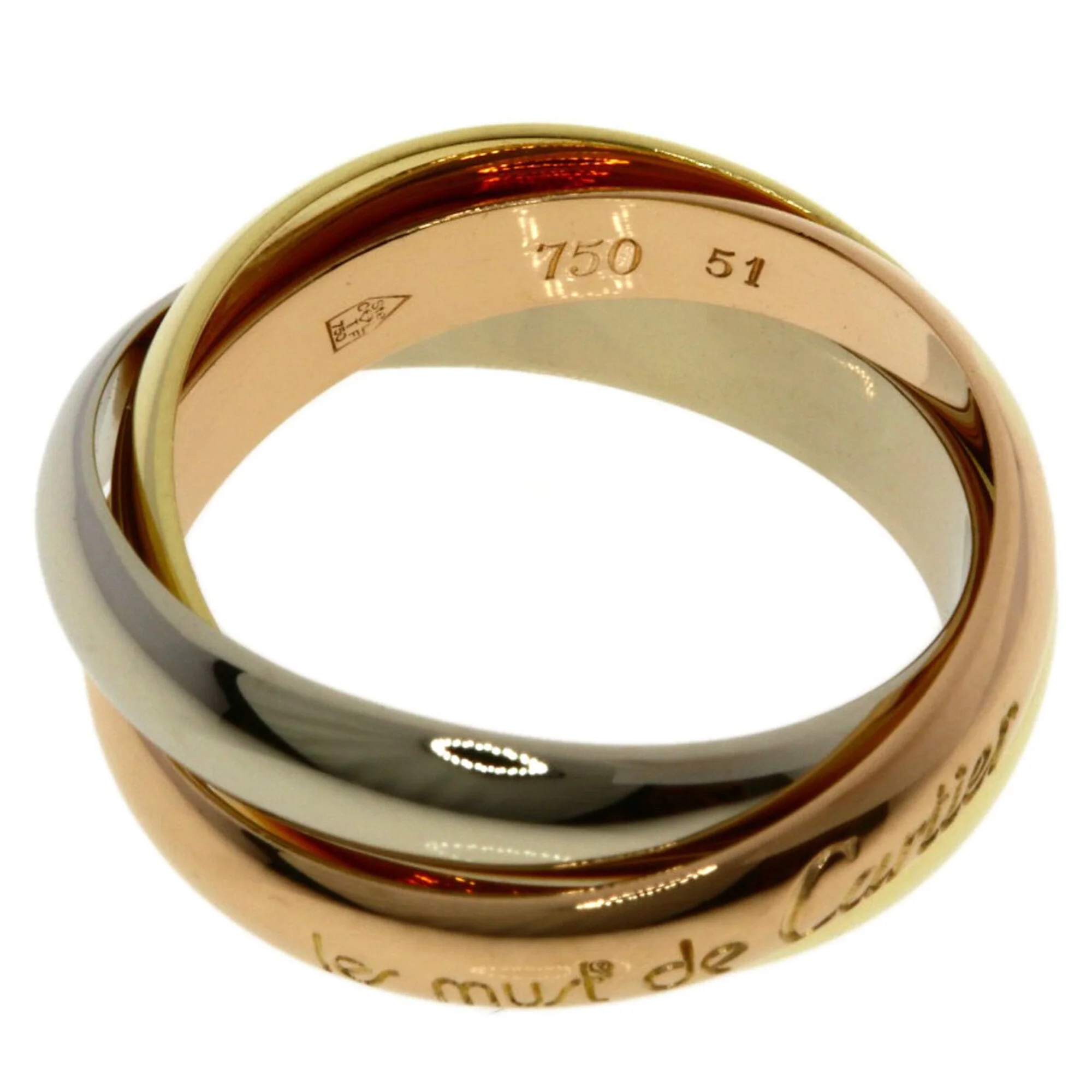 Vendome Louis Cartier Band Ring 18K Tricolor Gold - Image 3