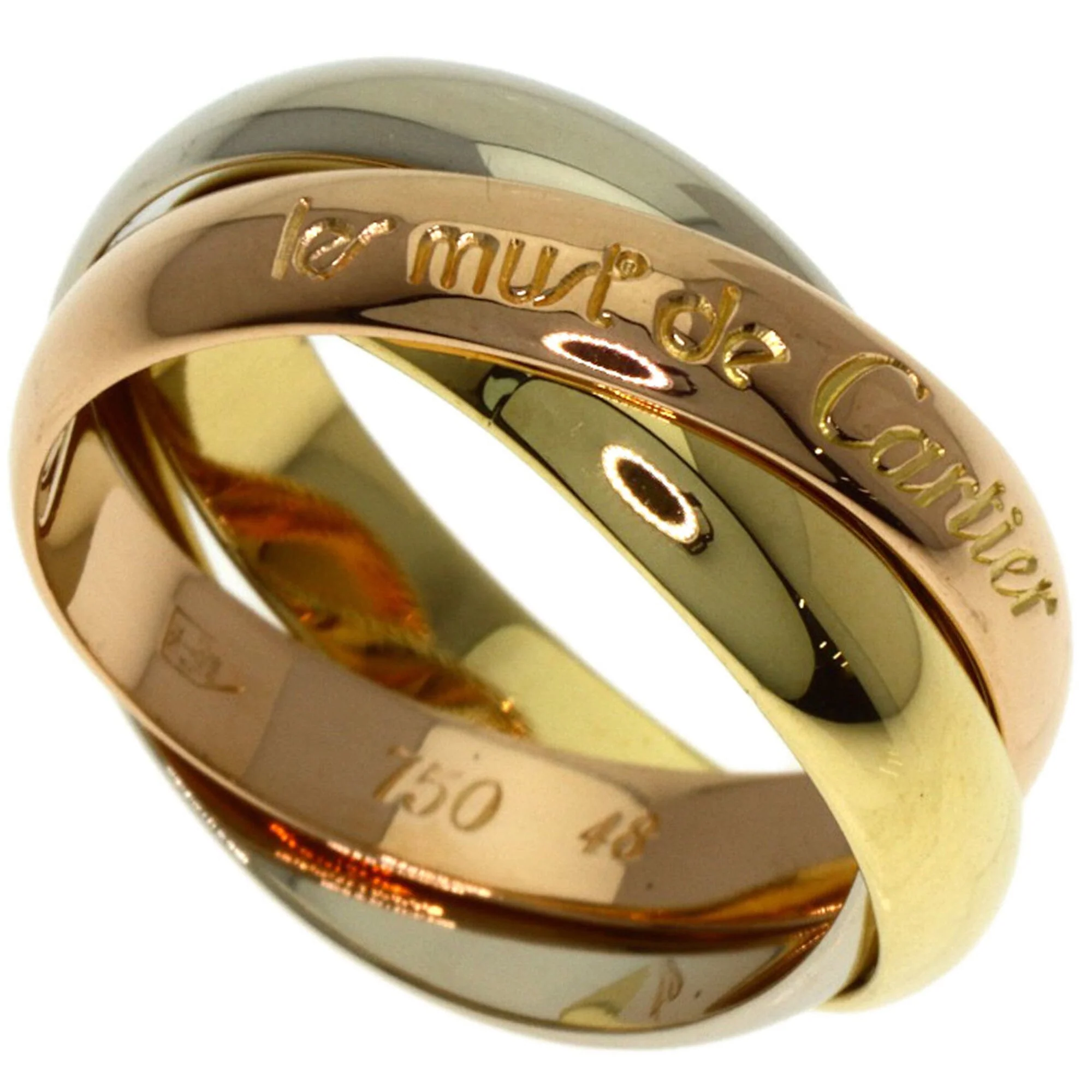 Vendome Louis Cartier Band Ring 18K Tricolor Gold