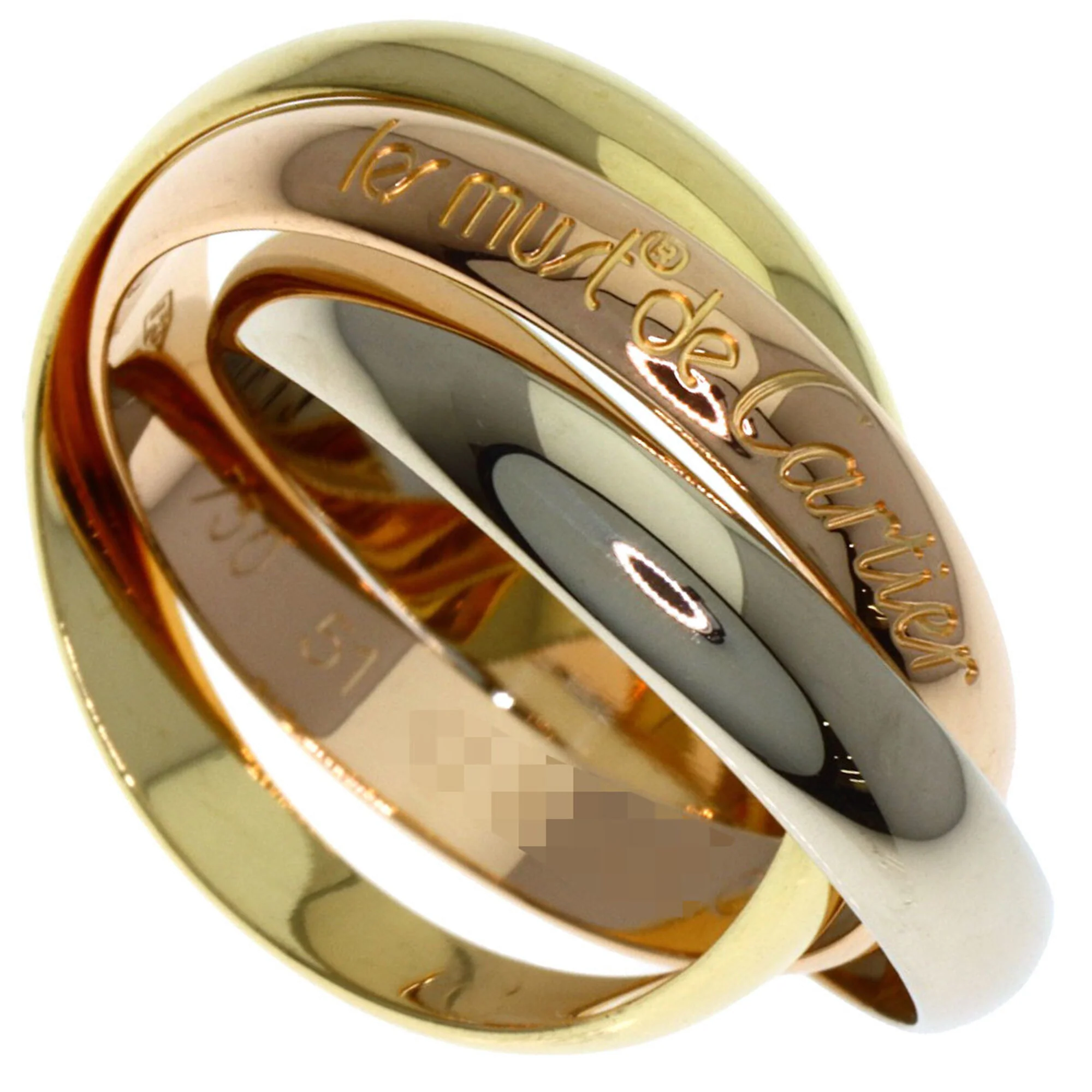 Vendome Louis Cartier Band Ring 18K Tricolor Gold