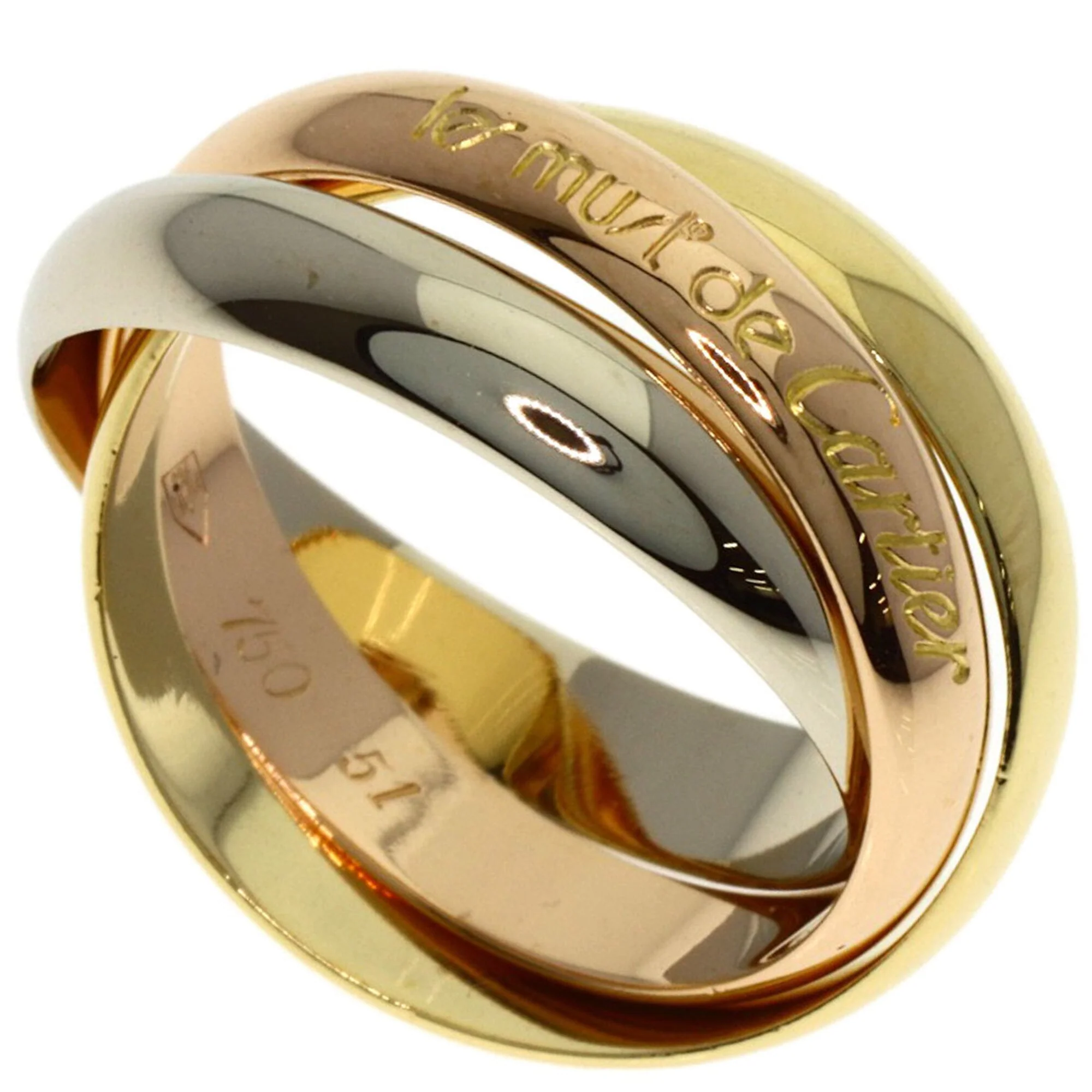 Vendome Louis Cartier Band Ring 18K Tricolor Gold