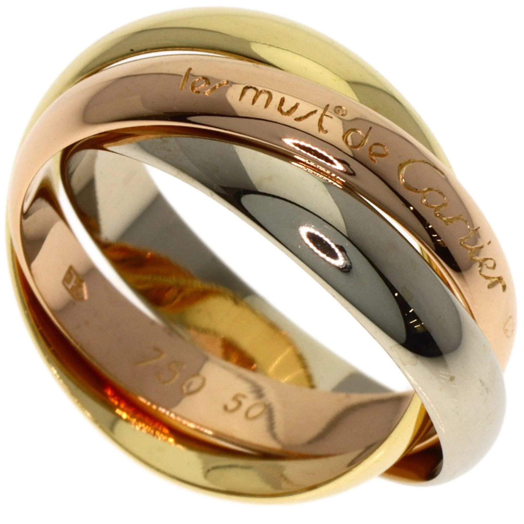 Vendome Louis Cartier Band Ring 18K Tricolor Gold