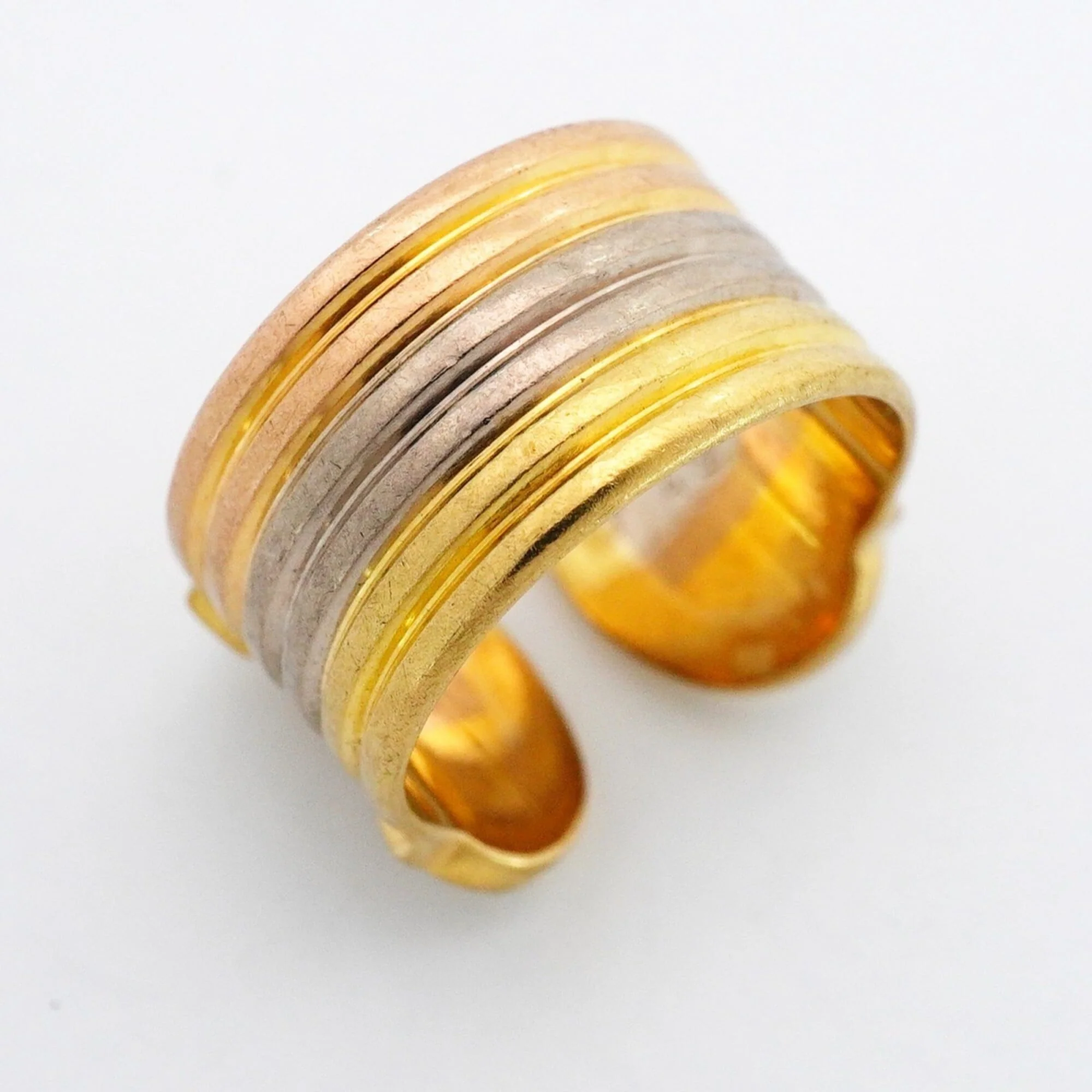 Vendome Louis Cartier Band Ring 18K Tricolor Gold - Image 9