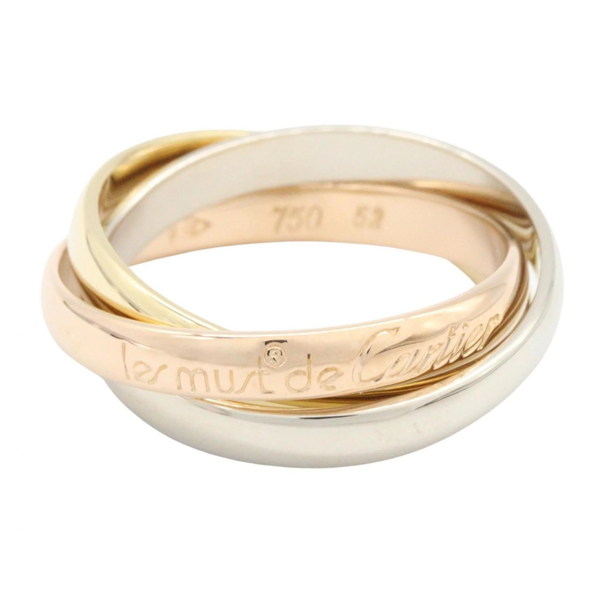 Vendome Louis Cartier Band Ring 18K Tricolor Gold