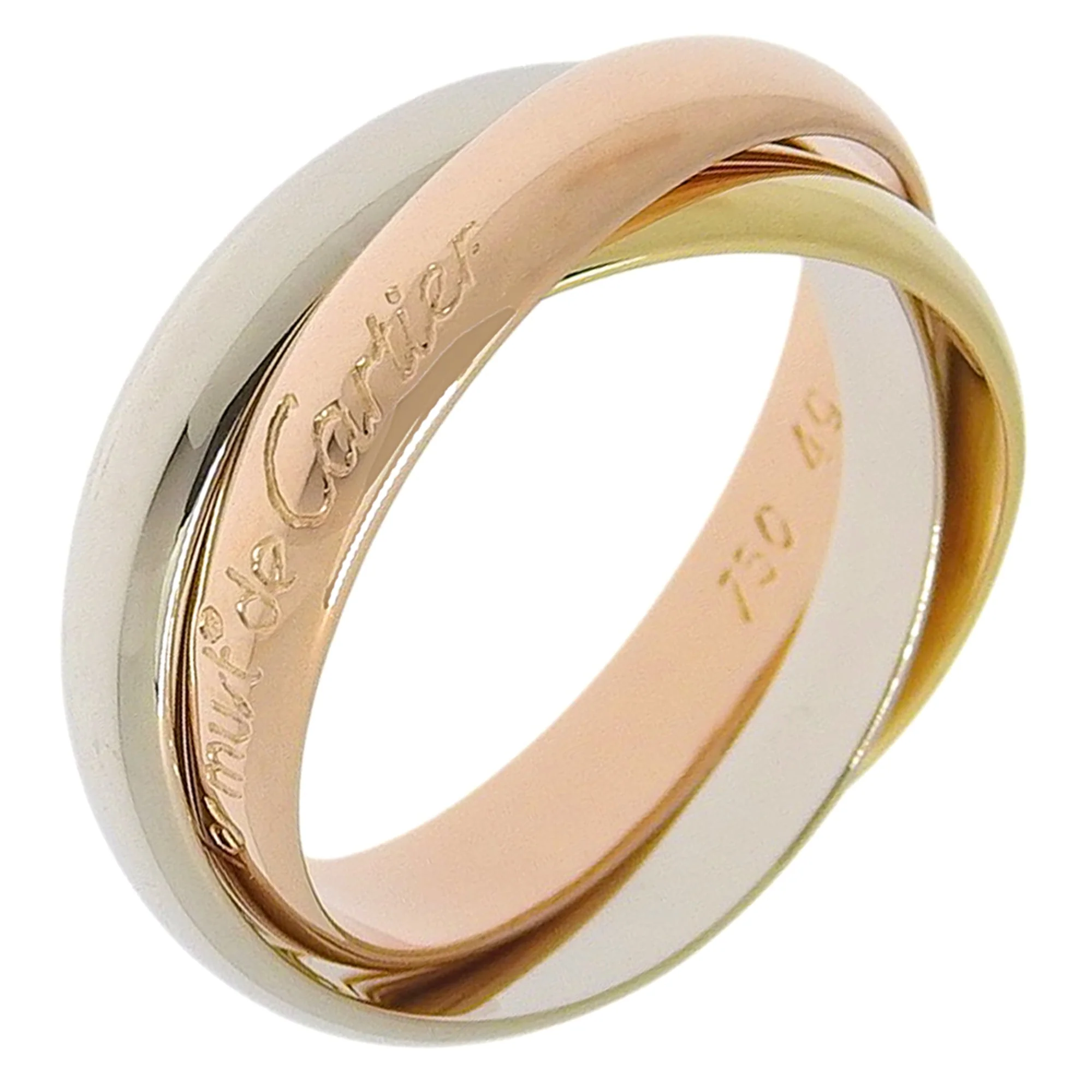 Vendome Louis Cartier Band Ring 18K Tricolor Gold