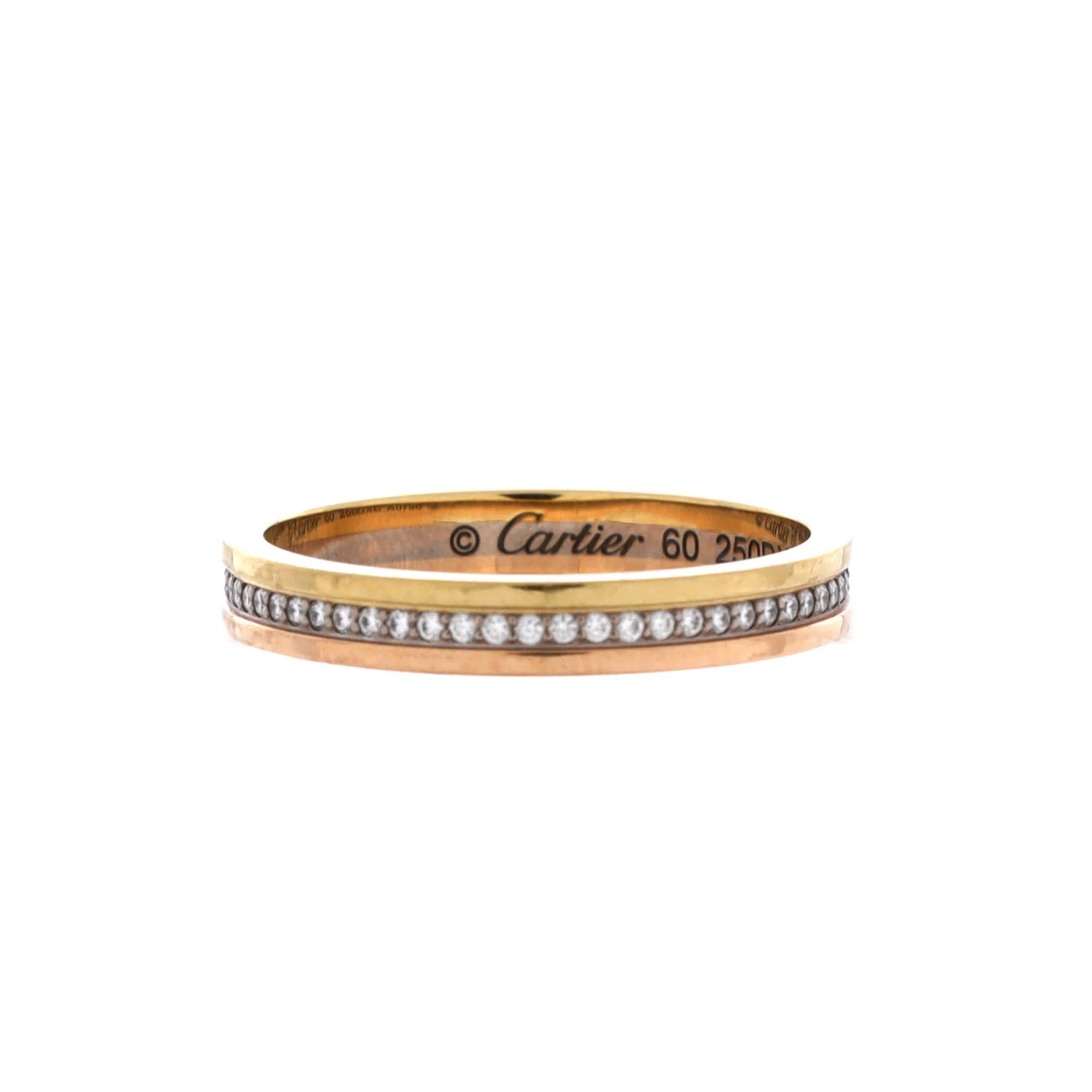 Vendome Louis Cartier Wedding Band Ring 18K Tricolor Gold with Diamonds - Image 2