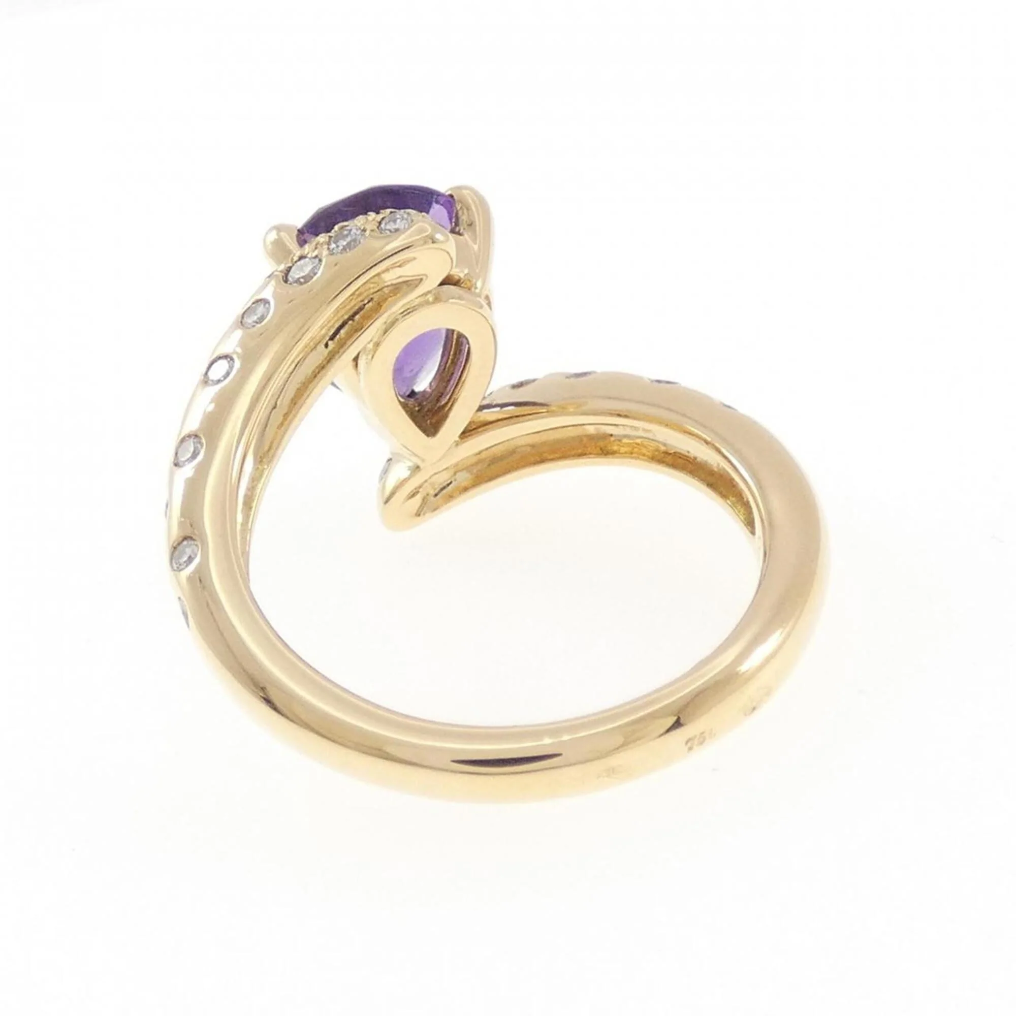 Volute Ring 18K Yellow Gold with Amethyst and Diamond - Image 3