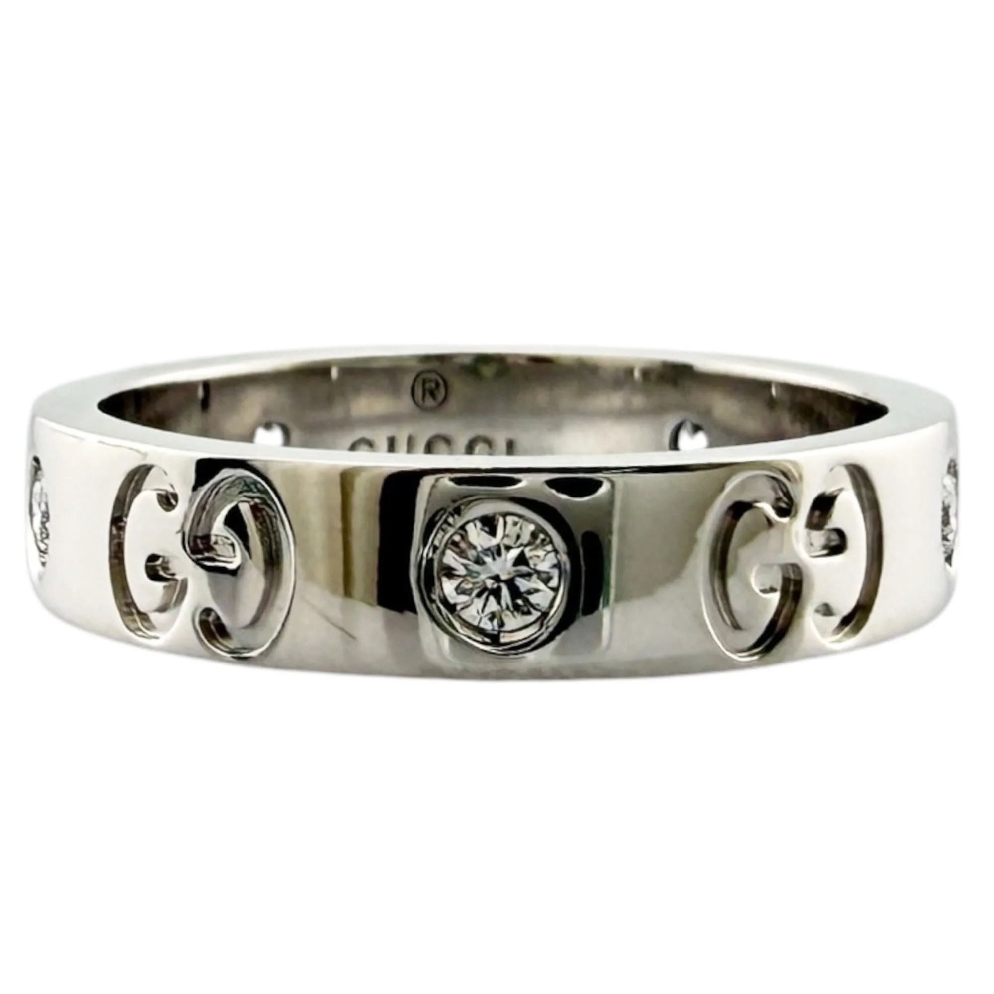 Band Ring 18K White Gold and Diamond - Image 3