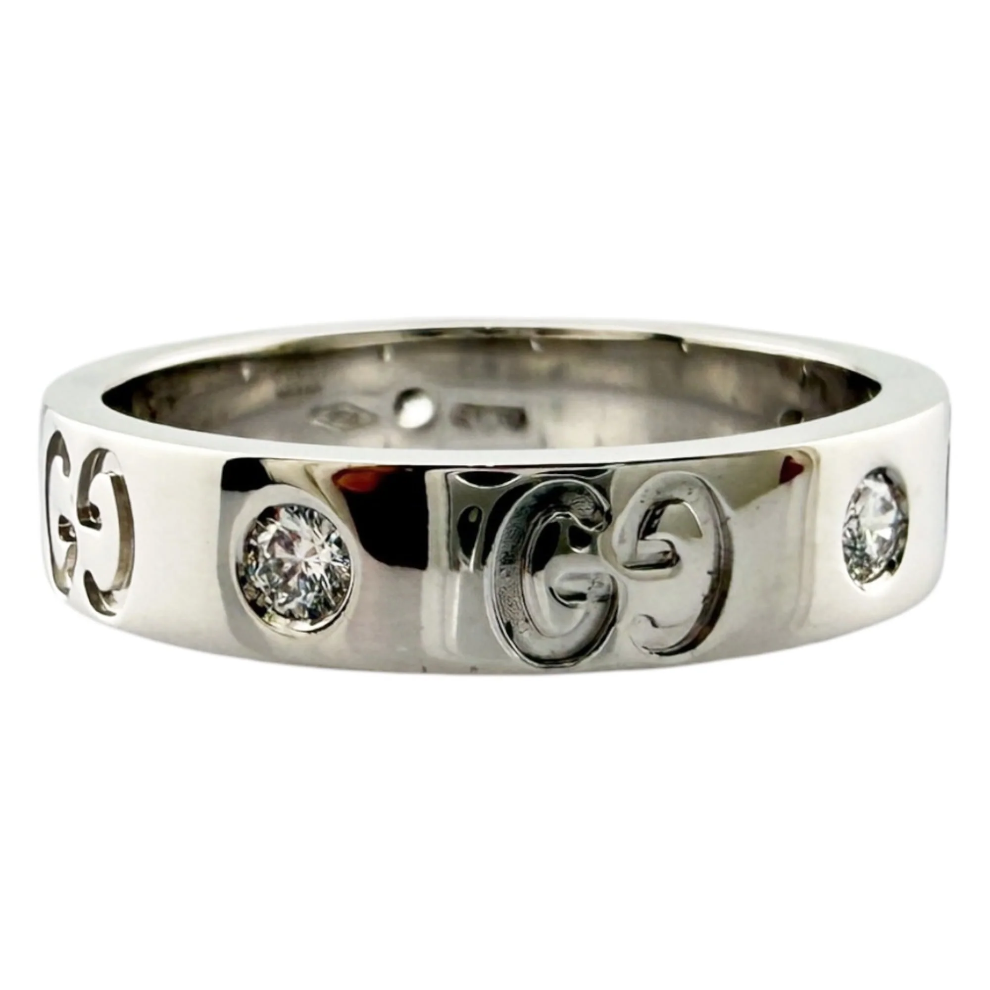 Band Ring 18K White Gold and Diamond - Image 4