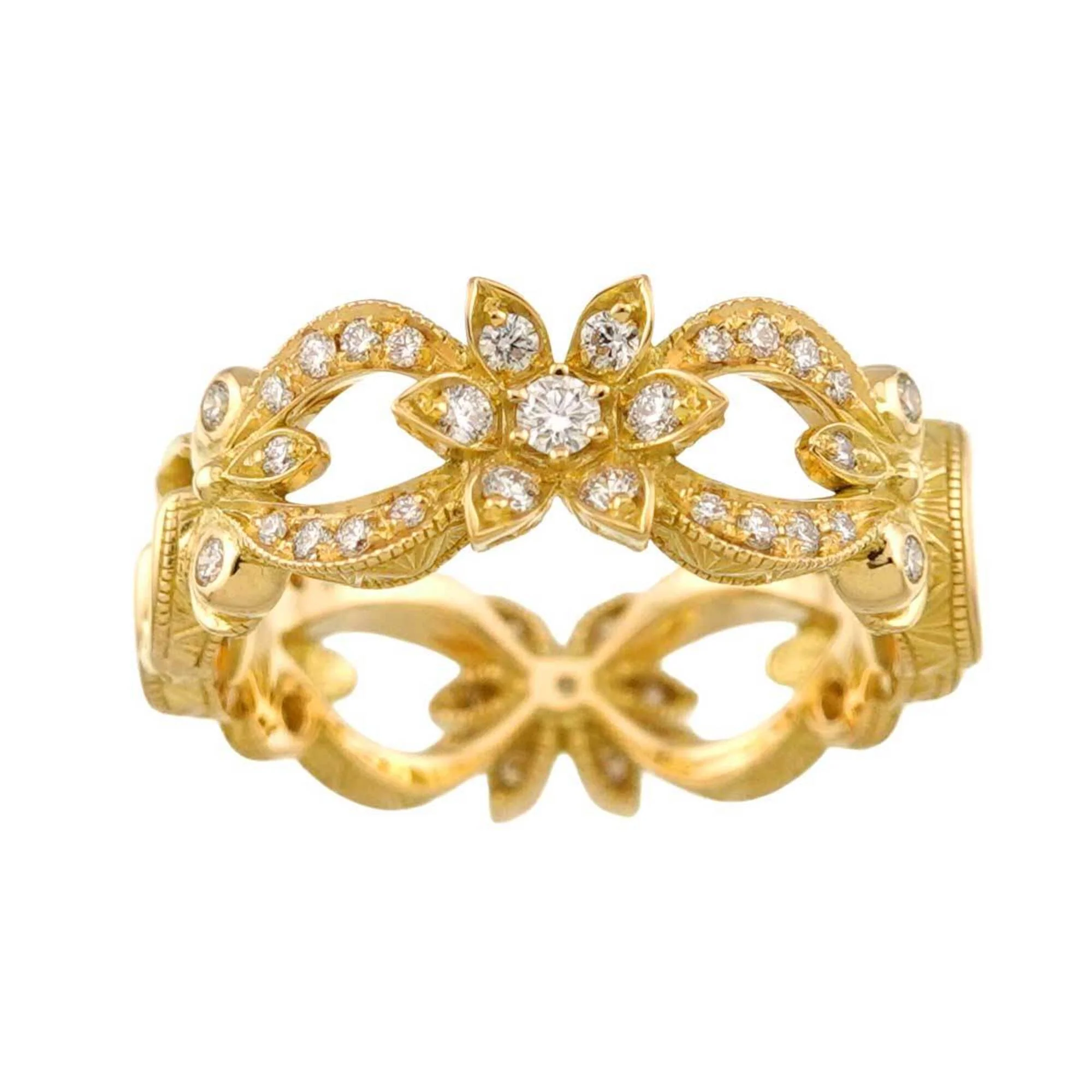 Band Ring 18K Yellow Gold With Diamond - Image 3