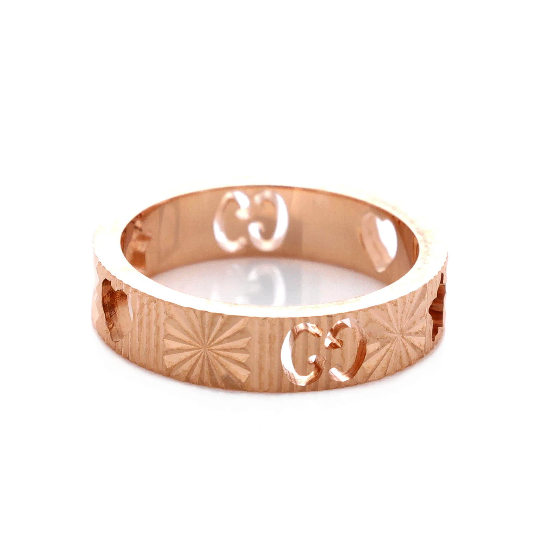 Textured Icon Heart Star Cut-Out Ring 18K Rose Gold - Image 3