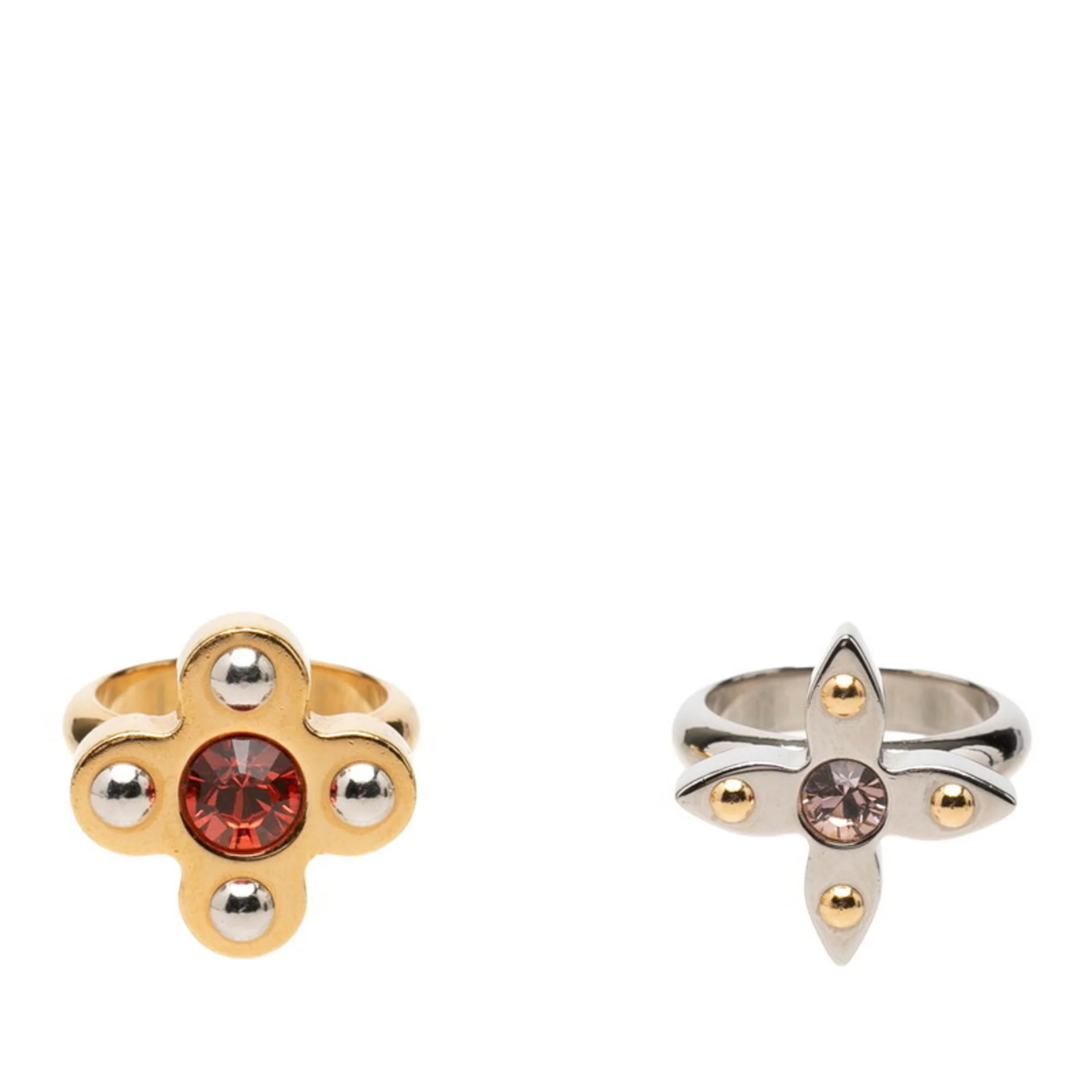 Band Ring Set Metal with Rhinestone