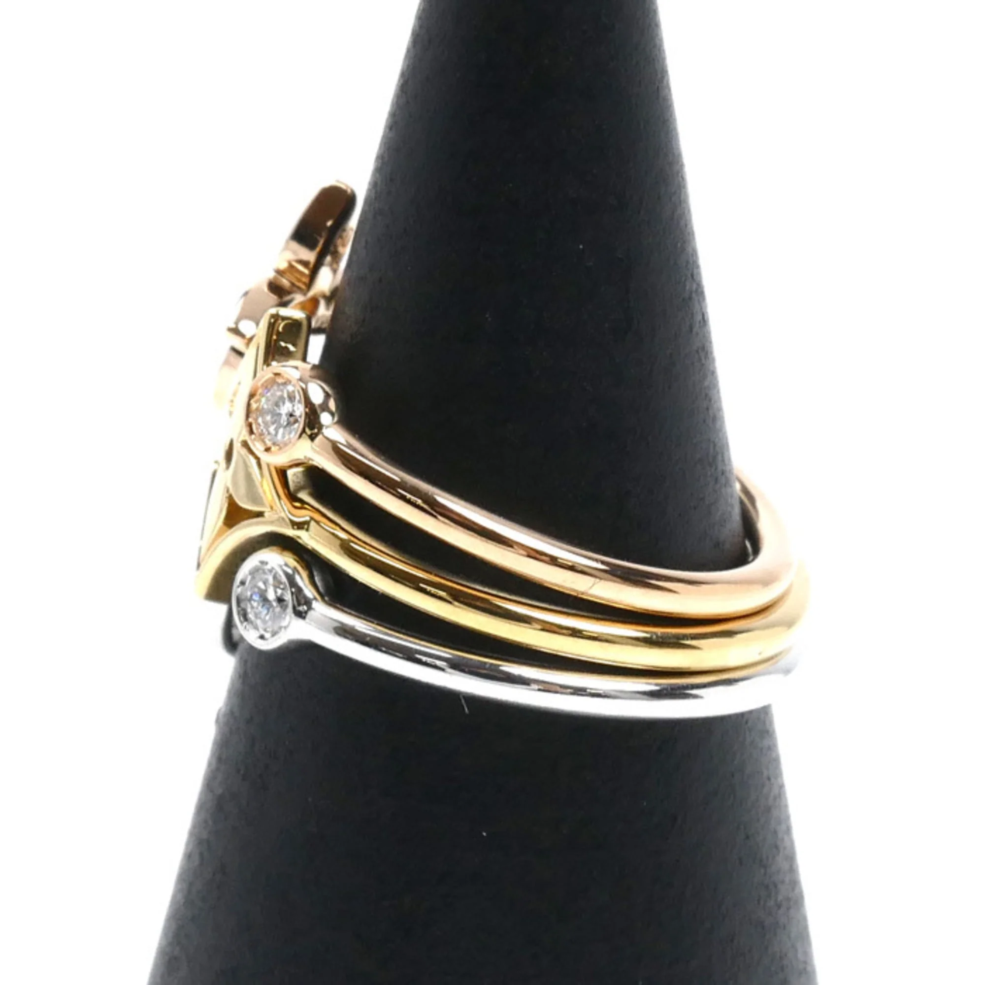 Band Ring with Diamond 18K Tricolor Gold - Image 2