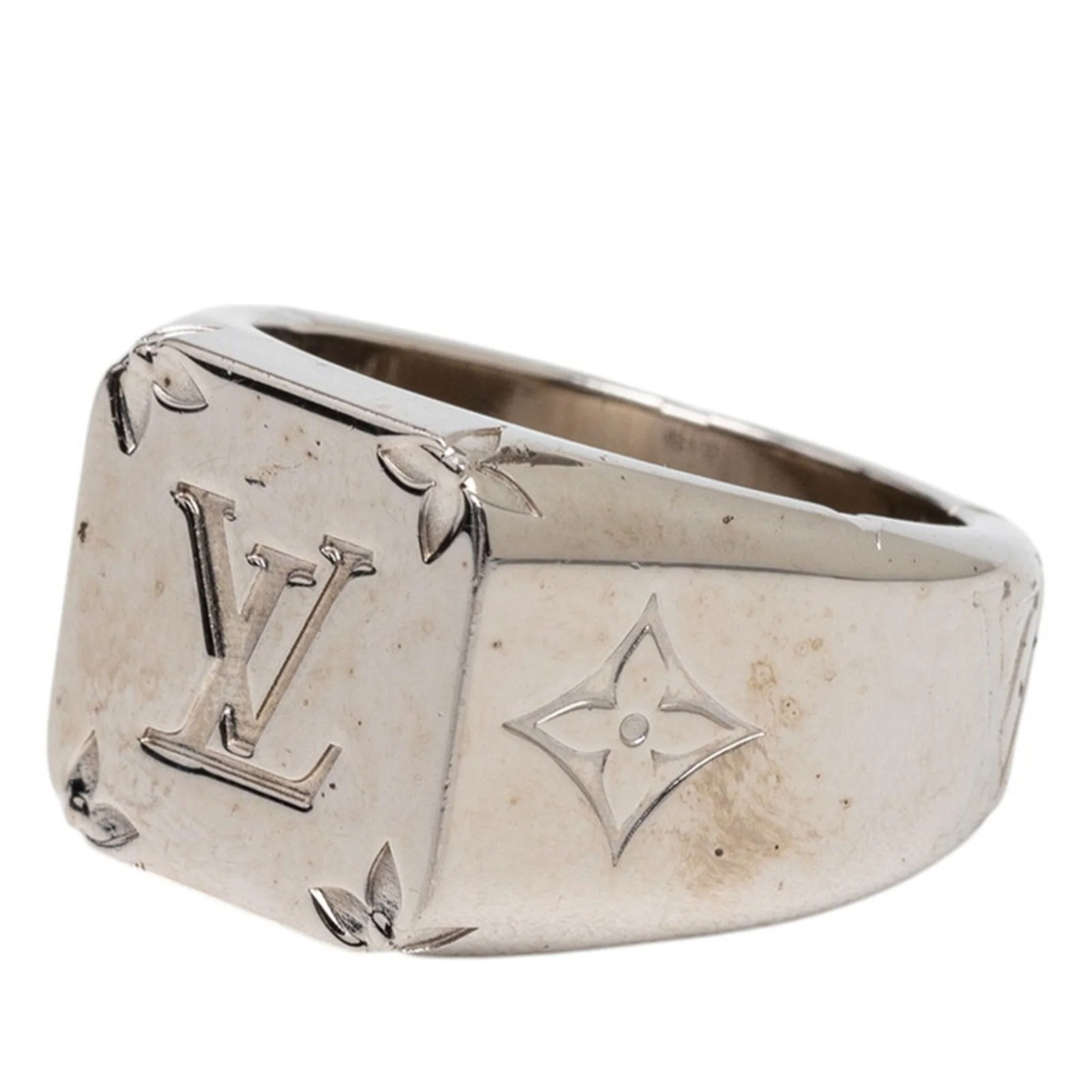 Monogram Signet Ring Silver Metal - Image 2