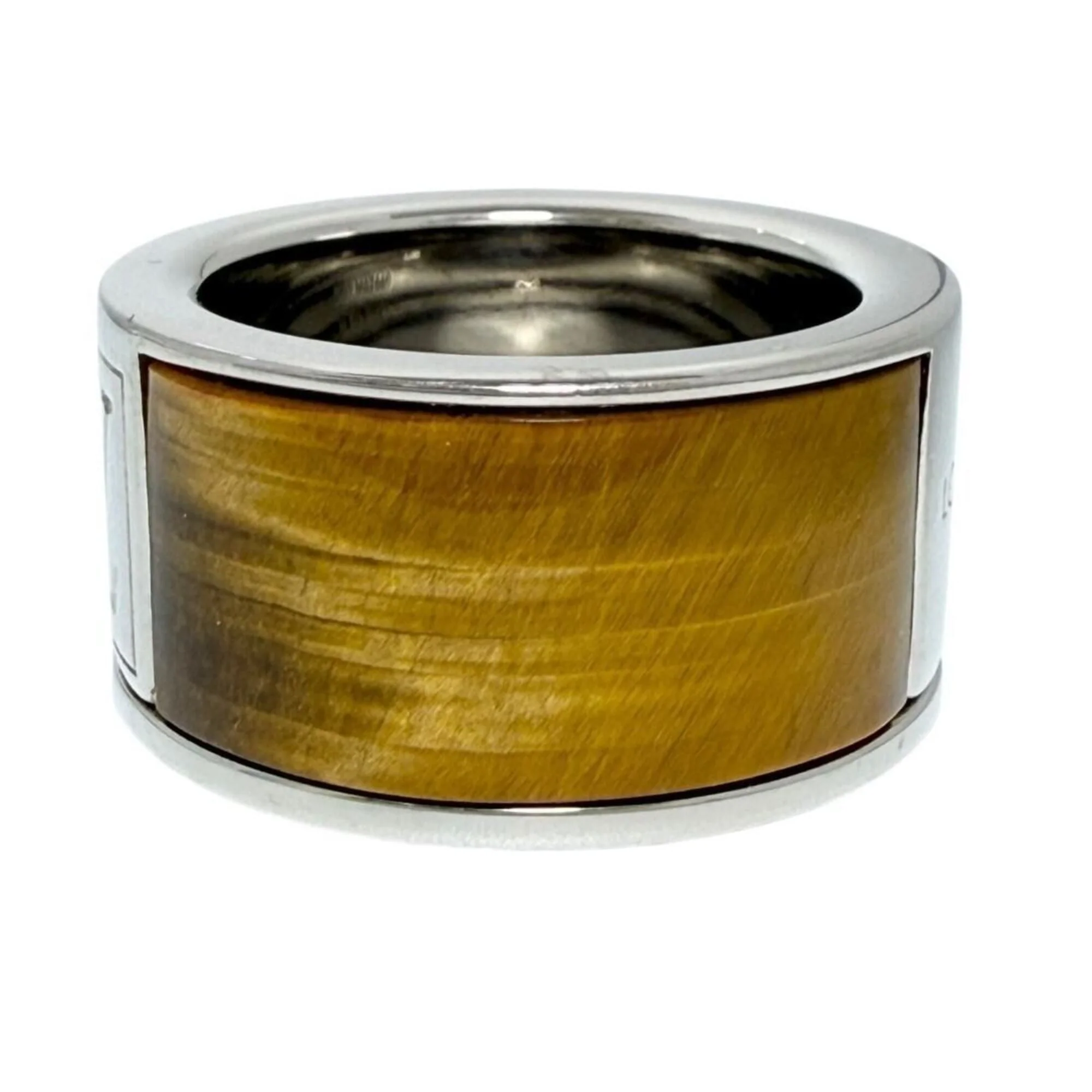 Wide Ring Metal with Tiger Eye - Image 3