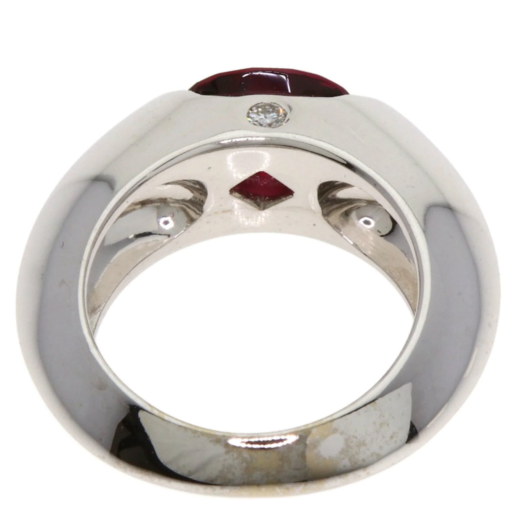 Band Ring 18K White Gold with Diamond and Garnet - Image 4
