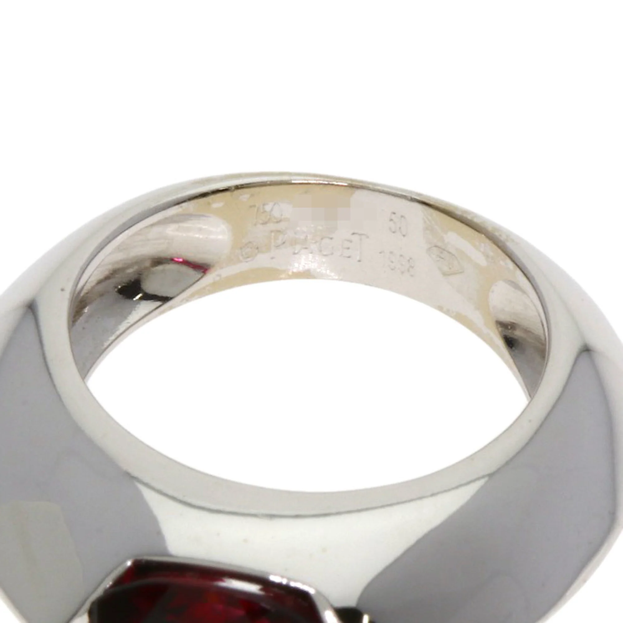 Band Ring 18K White Gold with Diamond and Garnet - Image 5
