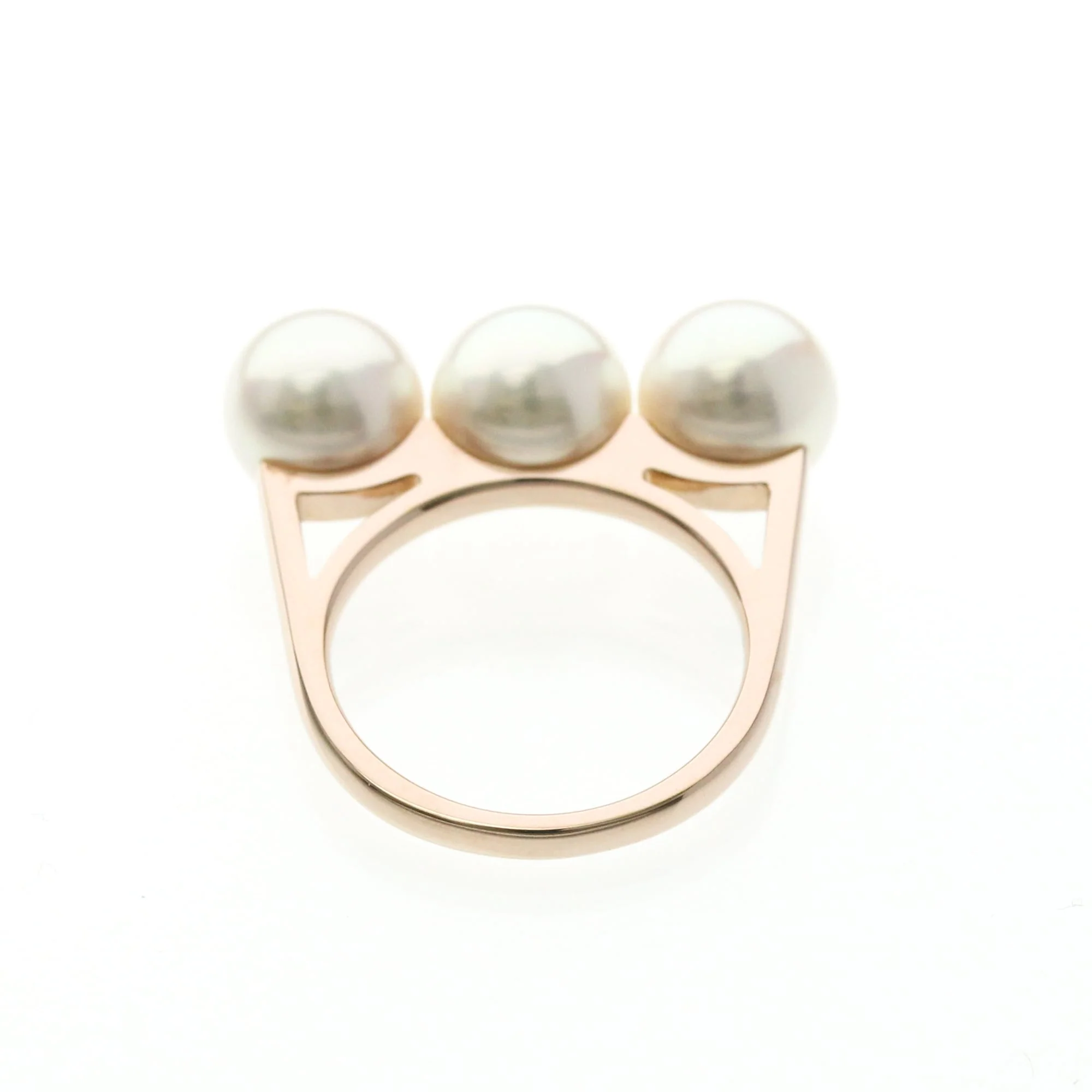 Band Ring 18K Rose Gold with Pearl - Image 9