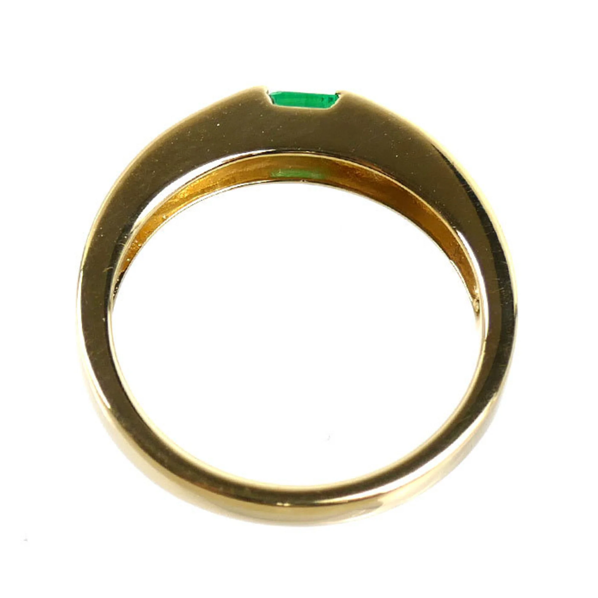 Band Ring 18K Yellow Gold with Diamond and Emerald - Image 4